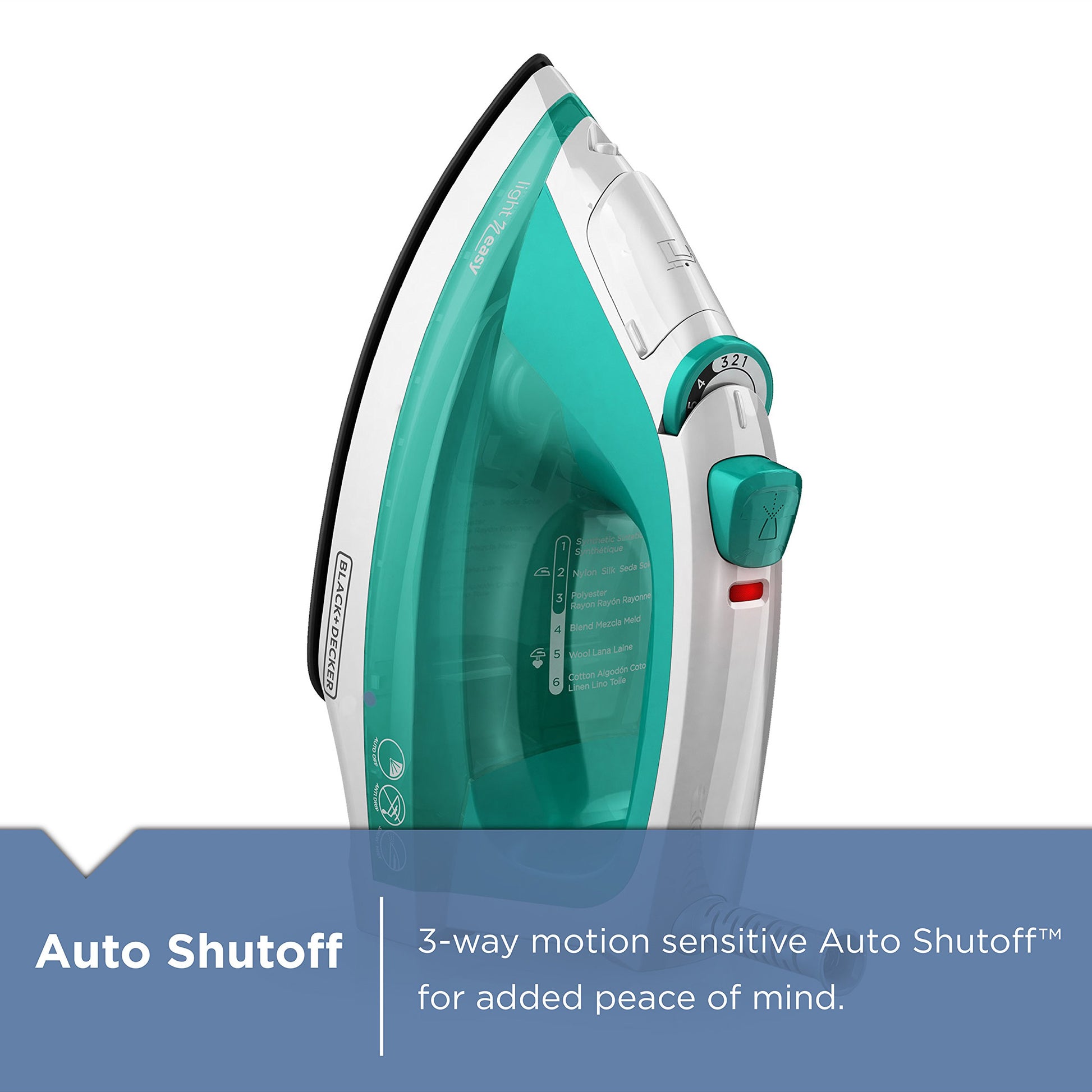 BLACK+DECKER IR1010 Light 'N Easy - Plancha de Vapor compacta, Color Verde Azulado