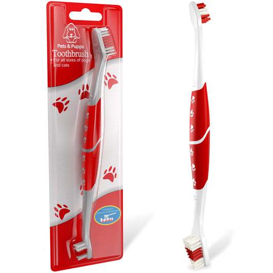 Cepillo de dientes para perros y gatos con cerdas suaves, fácil limpieza de dientes y cuidado dental, cepillo de dientes de doble cabeza antideslizante para perros – Elige tu paquete (paquete de 1)