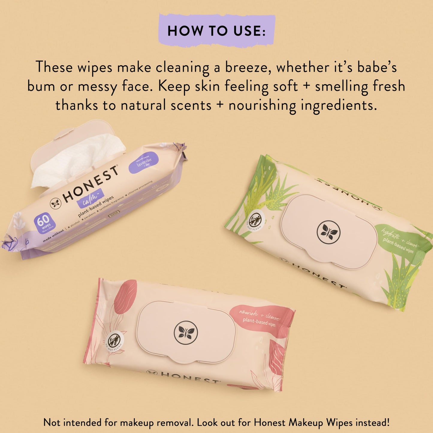 HONEST Company Nourish + Cleanse Wipes, Almond Oil + Jojoba Sweet Scent, 60 Count,Nourish (Sweet Almond)