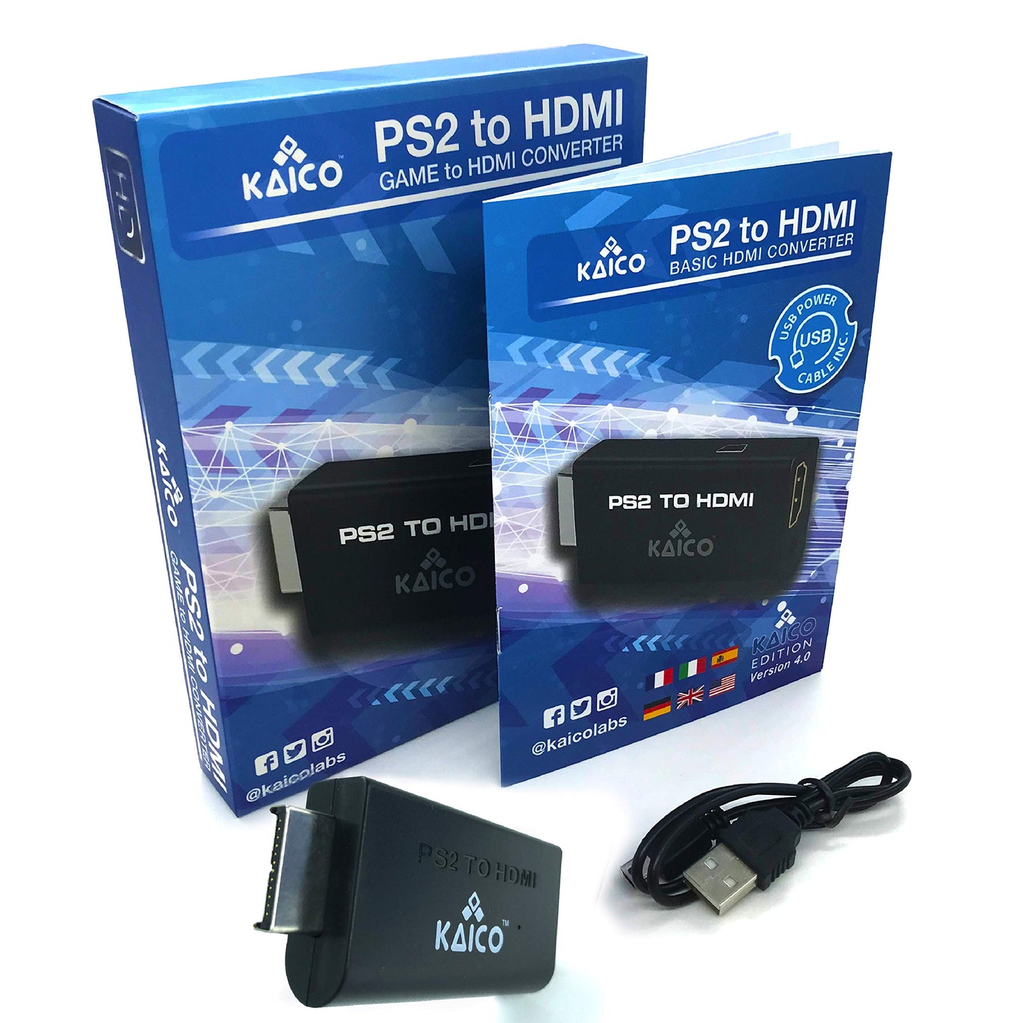 Kaico HDMI Converter for Use with All PS2 Models - Component to HDMI Converter Adaptor - Play Playstation 2 on Your HDMI TV - Retro Gaming HDMI Converter Adapter Compatible with PS2
