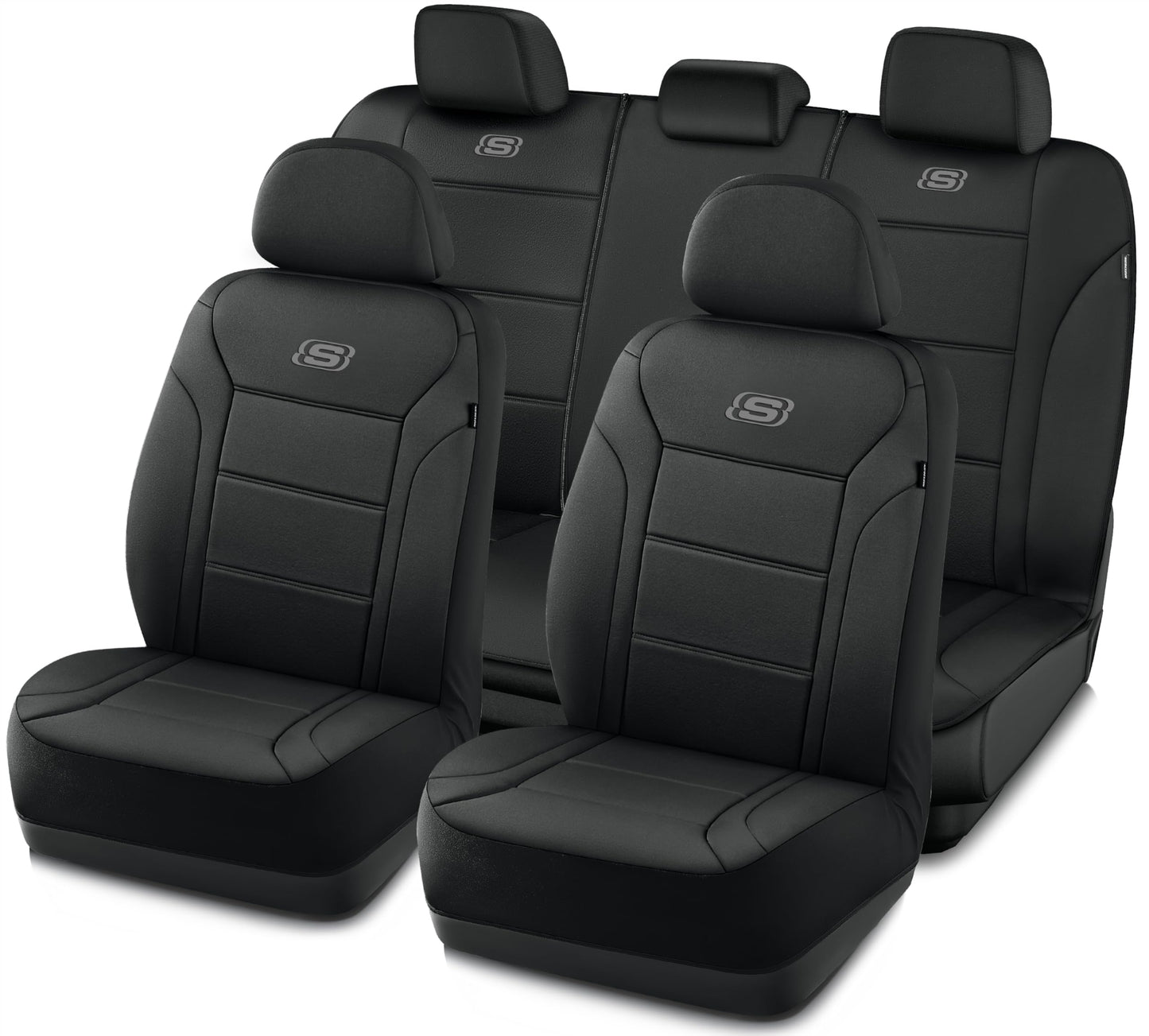 Skechers - Fundas de asiento de Memory Foam™ gruesa, de lycra, compatible con bolsas de aire, protección, comodidad, para la mayoría de coches, camionetas, SUV, negro