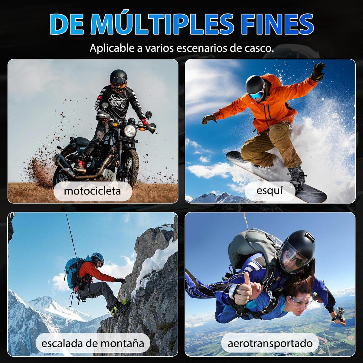 Auricular Bluetooth Motocicleta IP67 Negro Intercomunicado 5.3 Conexión Dual