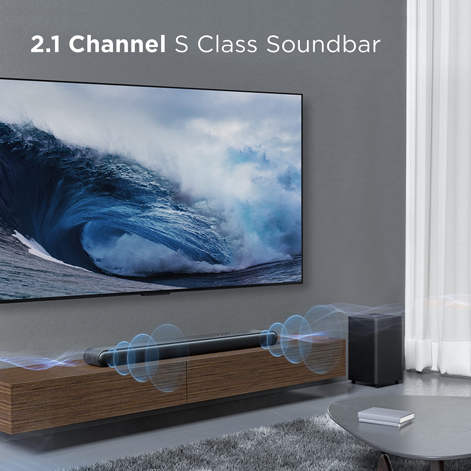 Barra de Sonido TCL 2.1 Canales con Subwoofer Inalámbrico Negro y Dolby Audio