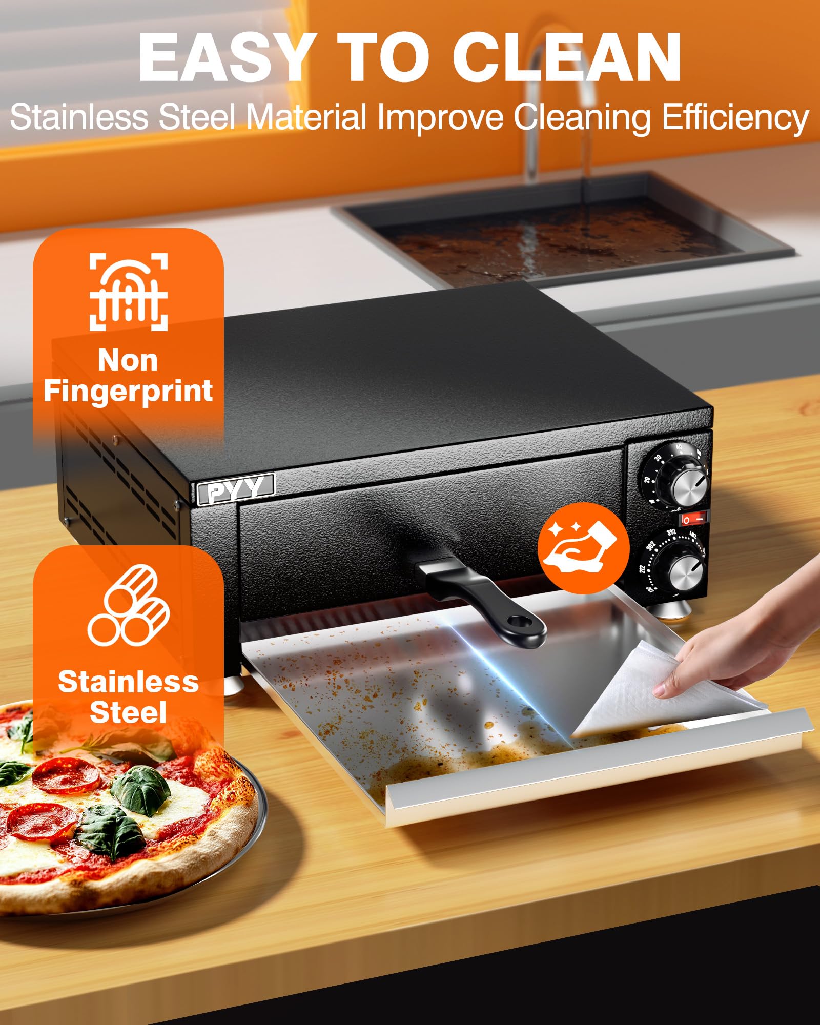 Horno Eléctrico de Pizza PYY Acero Inoxidable con Temporizador