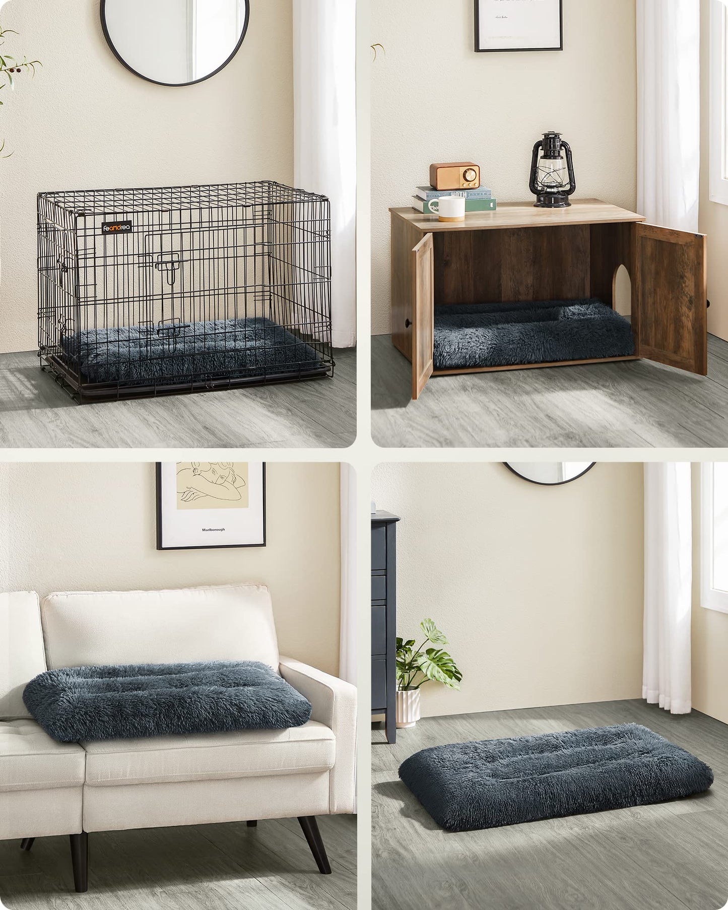 Feandrea Cama para Perros, Sofá para Mascotas, 122 x 74 cm, Lavable a Máquina, con Cojín, Gris Oscuro MPGW204G02
