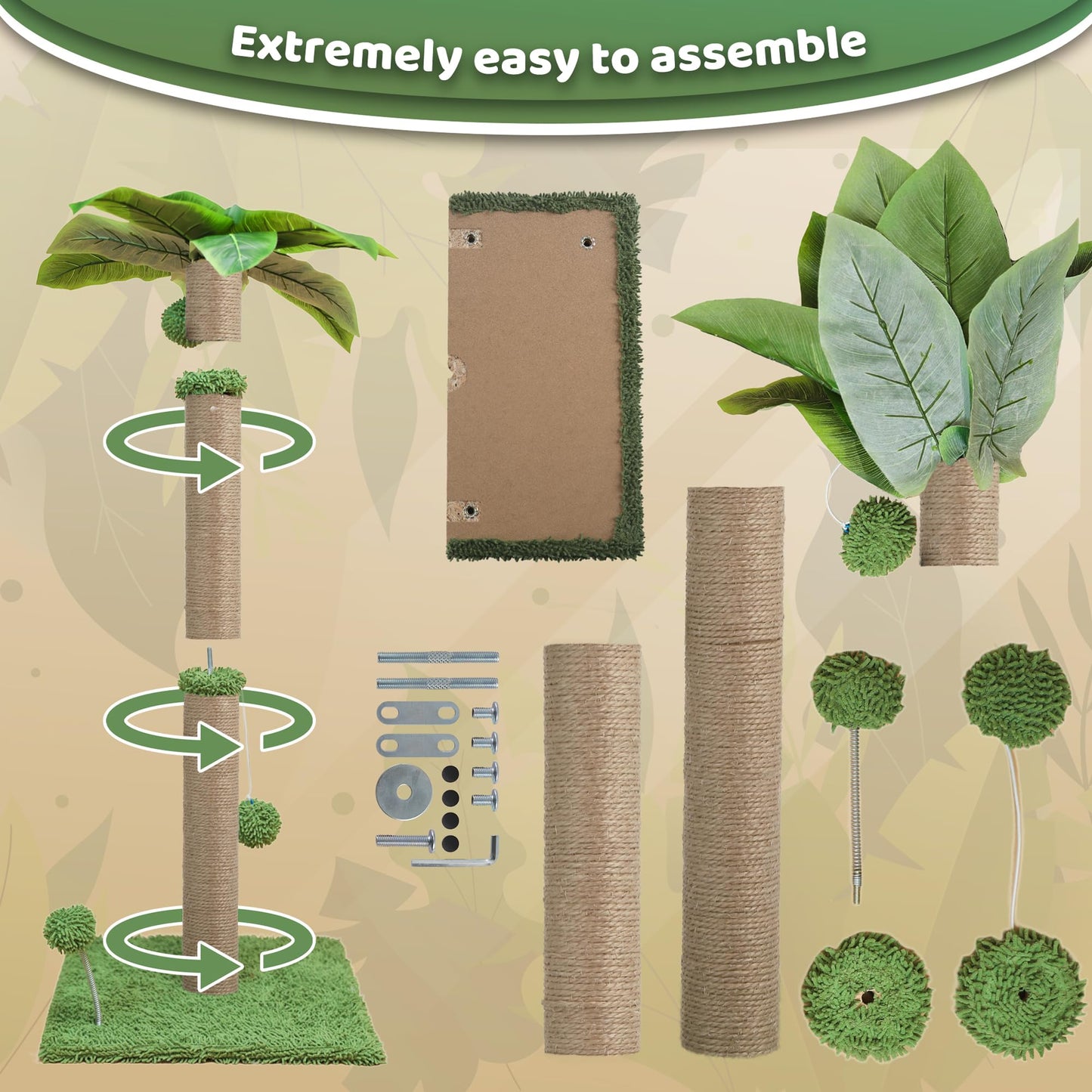 Rascador de Gato POMESEA Verde con Bolas Adorables para Gatos de Interior