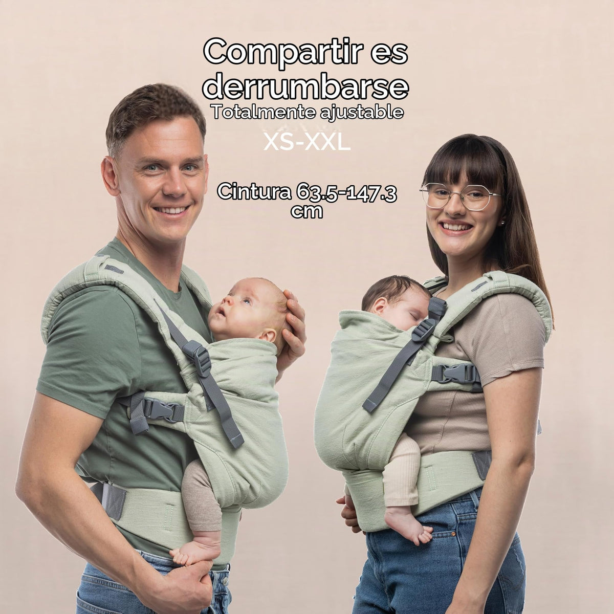 Boba X - Portabebés para recién nacidos a niños pequeños, mezcla de lino transpirable, certificado para cadera saludable, ligero, tamaño pequeño a grande 7-45 libras, portabebés microajustable desde