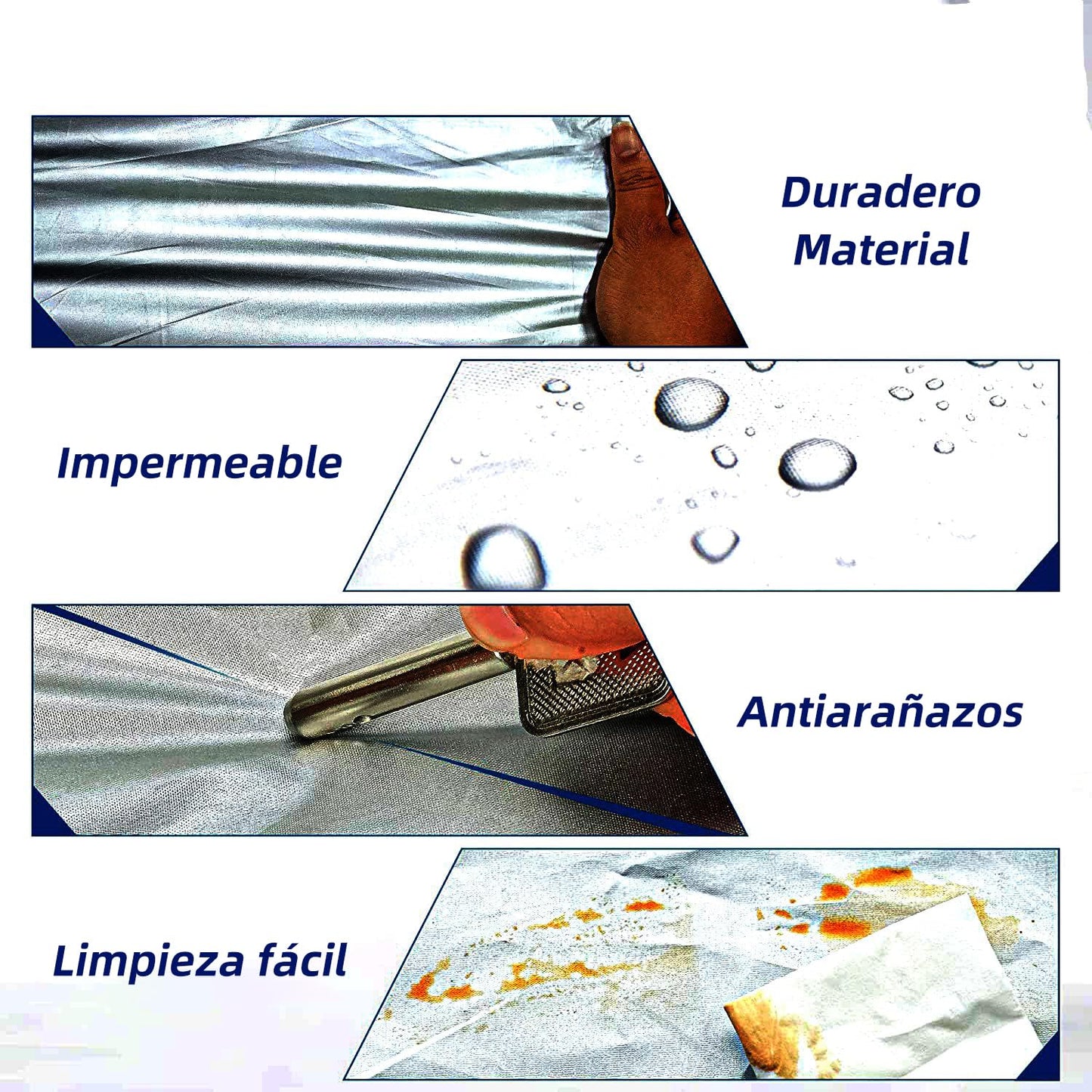 190 ”X 74” X 72 ”CAR COVER Funda para automóvil Protección UV exterior para todo clima, protección básica, cubierta para automóvil de uso general transpirable y a prueba de polvo, polvo y granizo 4.9m