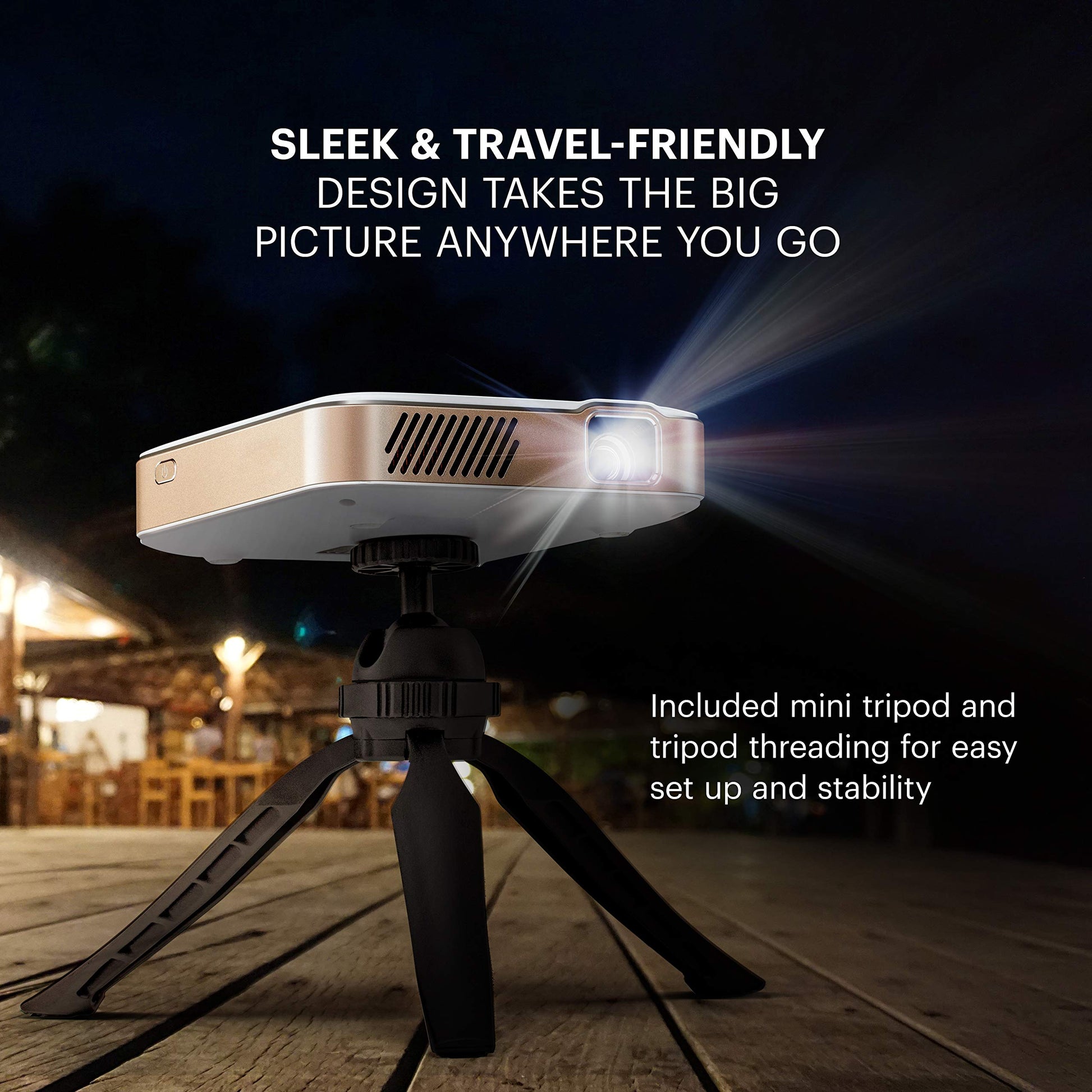 KODAK Luma 450 Proyector inteligente portátil Full HD | Wi-Fi, Bluetooth, HDMI y USB compatible con mini sistema de cine en casa de hasta 150 pulgadas | Resolución nativa de 1080p (4K), 200 lúmenes, reproducción de 3 horas | Trípode incluido