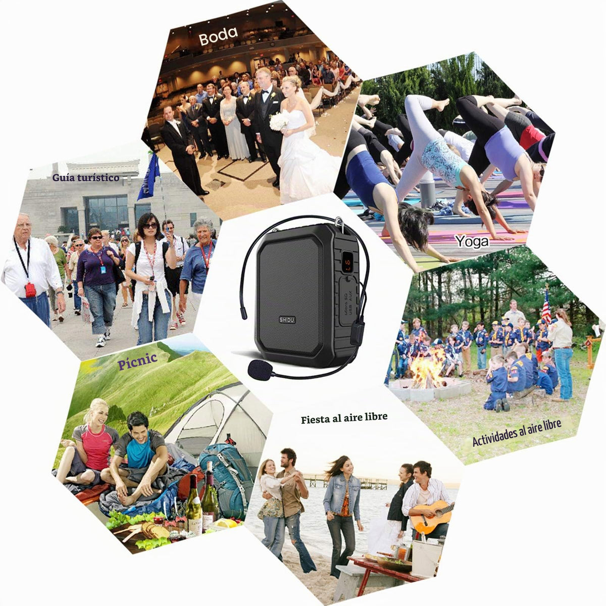 Amplificador de Voz Personal Portátil Impermeable con Micrófono y Banda para la Cintura 18W para Profesores