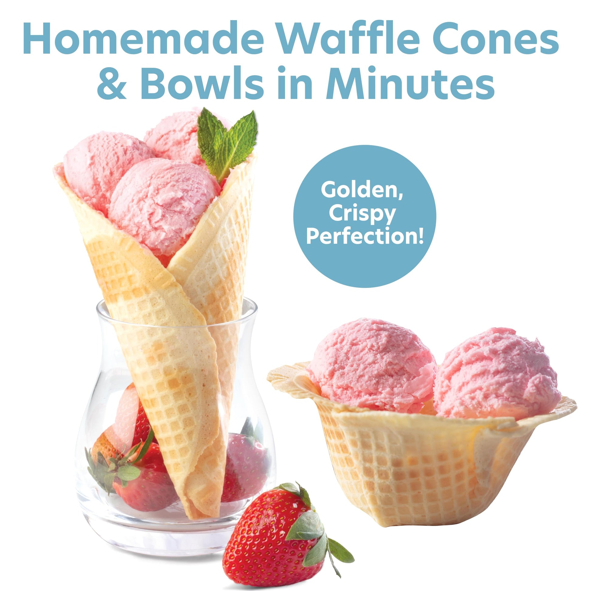 Máquina para Conos de Waffle e Hacer Helados Caseros en Minutos