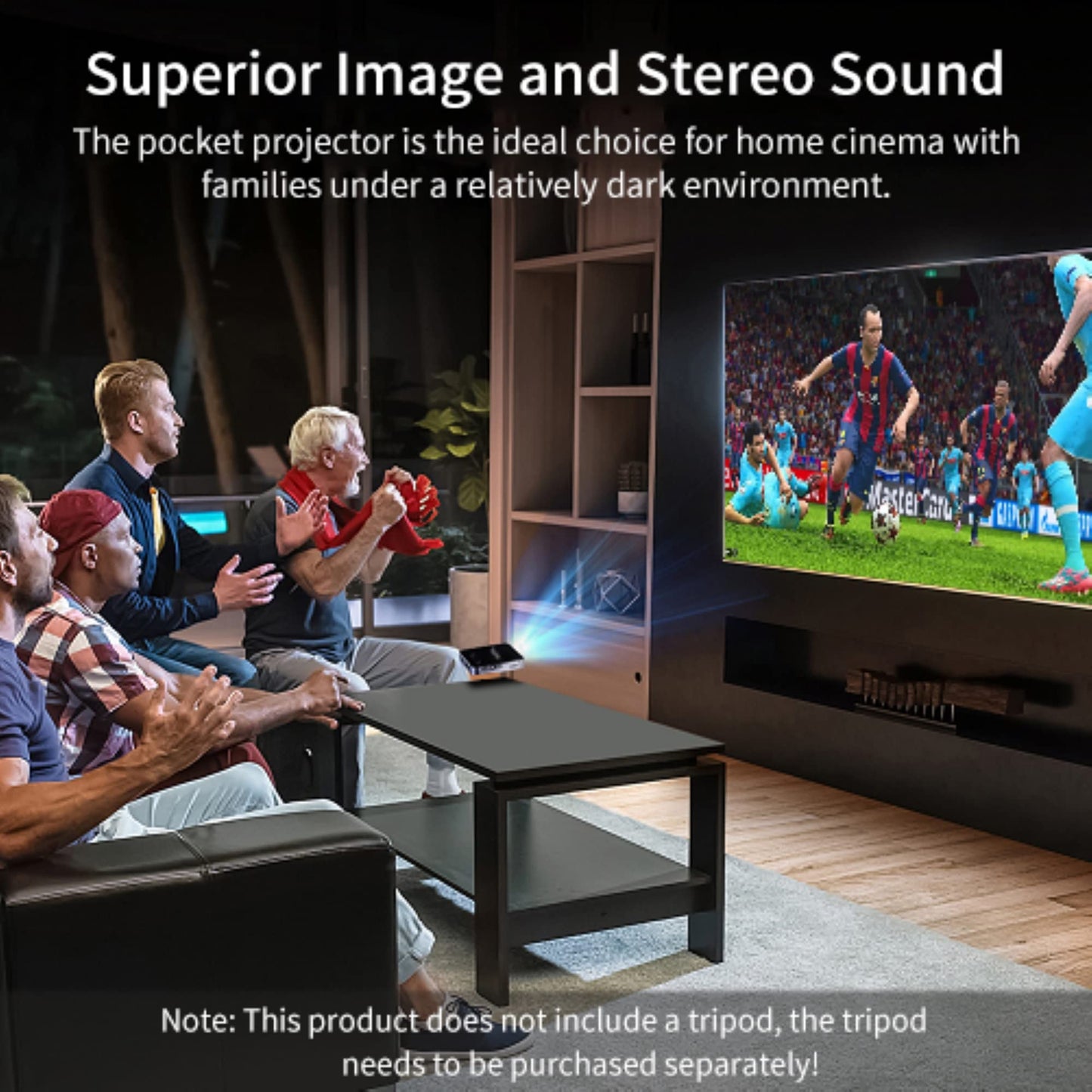 Mini Proyector de Bolsillo APIO Blanco de 100 Pulgadas con Imagen Clara para Hogar y Exteriores