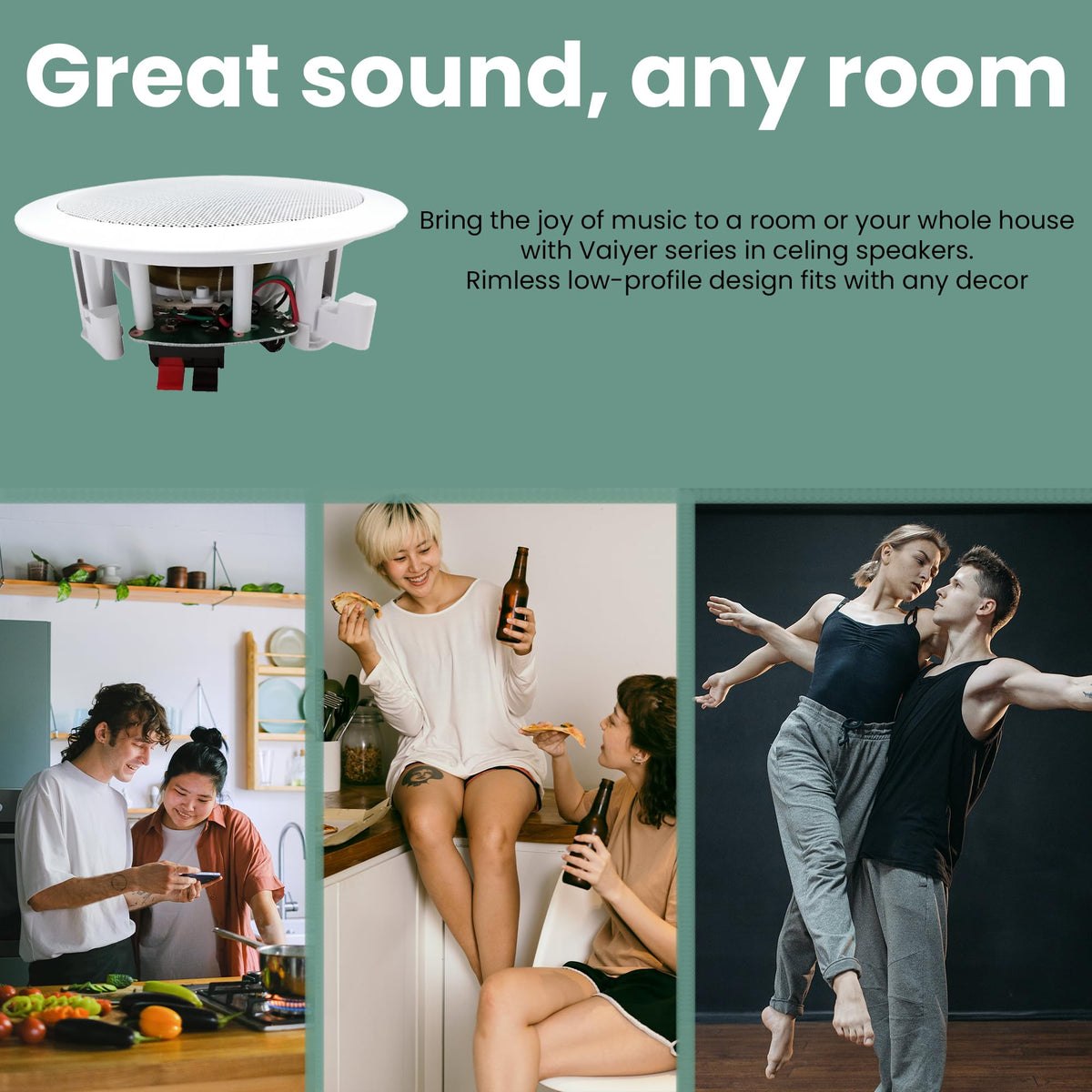 Altavoces de Techo Vaiyer 6.5 Pulgadas 2 Vías 400 Vatios para Sistema de Cine en Casa