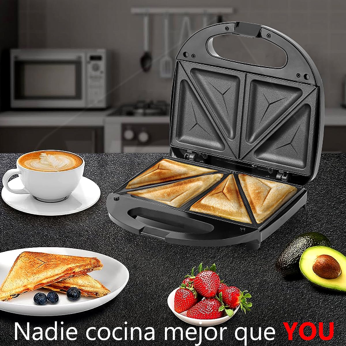 Sandwichera Eléctrica You Placa Antiadherente 850W 110V para 2 Piezas