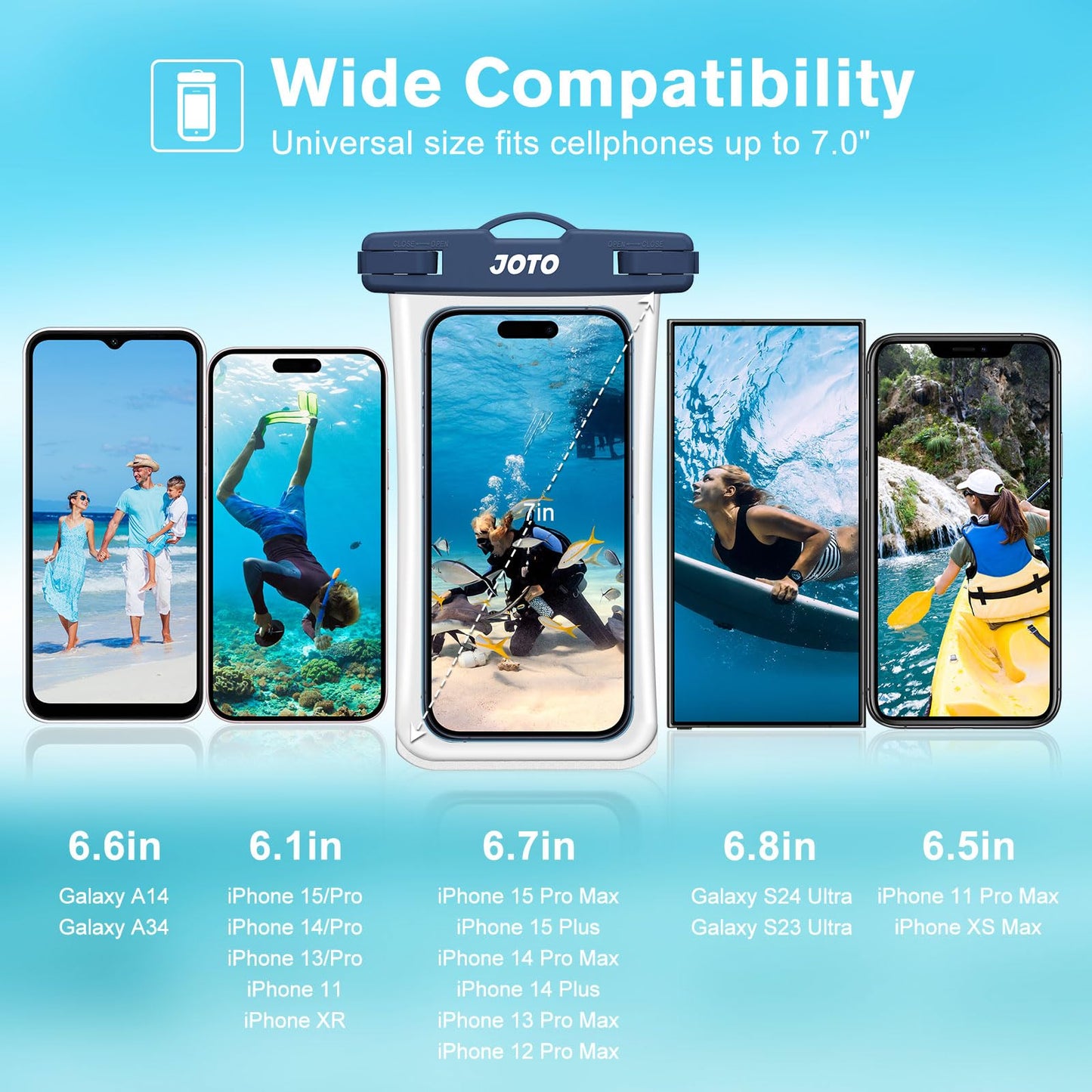 Funda Impermeable para Celular JOTO Negro Marino 2 Piezas hasta 7 Pulgadas