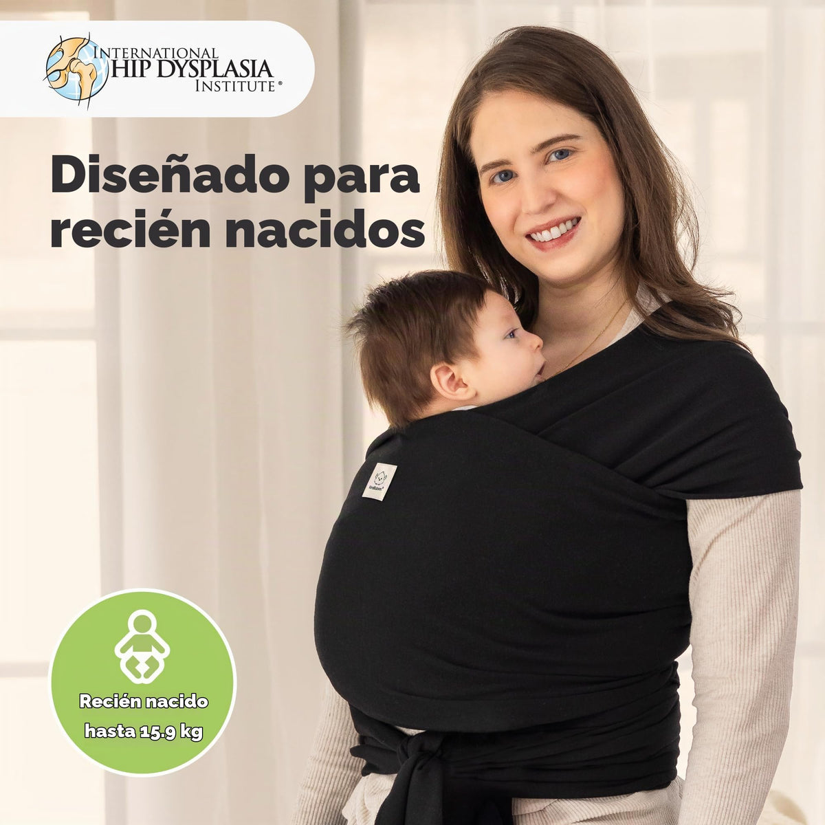 Fular portabebés - Fular portabebés elástico todo en 1 - Portabebés lateral - Mochila Portabebés - Fular para bebés - Fular portabebés manos libres - El mejor regalo de Baby Shower - Talla única para todos (Trendy Black)