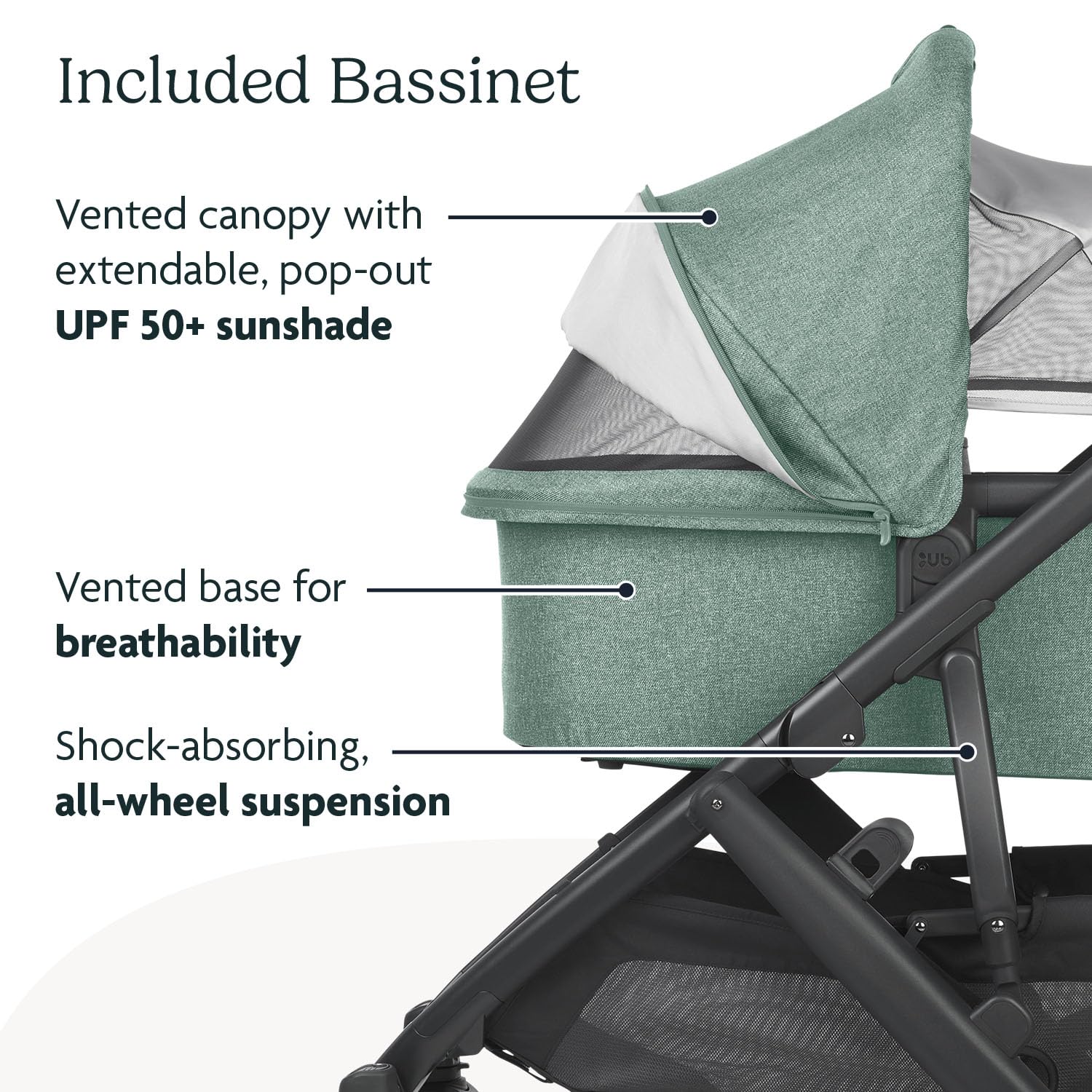 Carriola UPPAbaby Verde VISTA 2 con Moisés