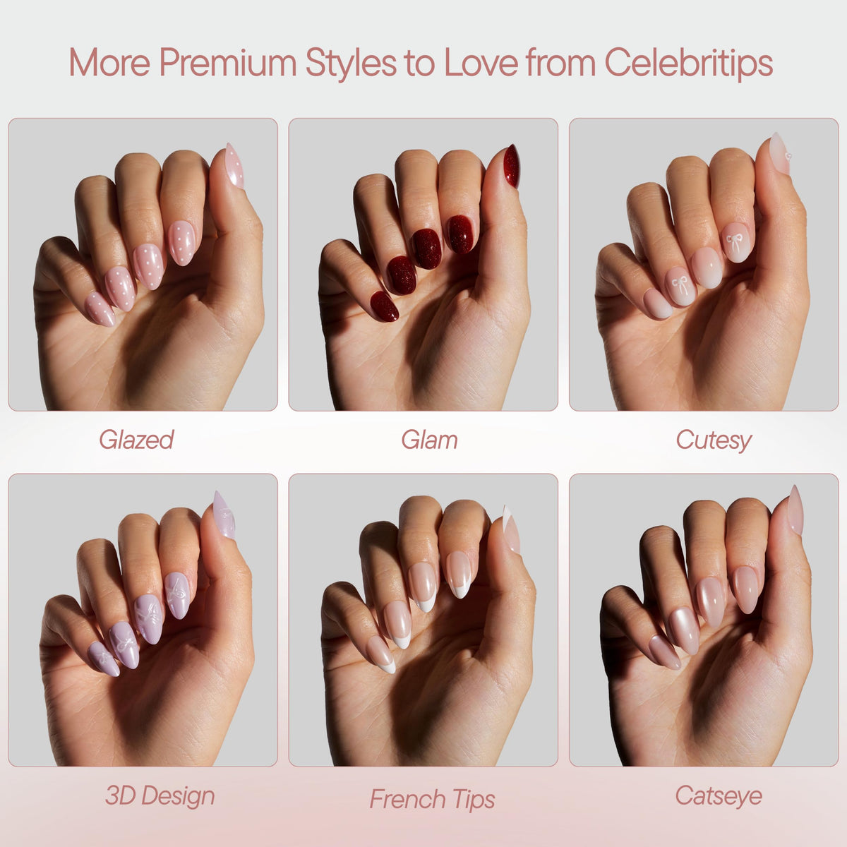 Celebritips Uñas Postizas Decorativas | Uñas Cortas Almendradas, Reutilizables | 16 Tamaños - Kit De 32 Uñas Con Pegamento De Fijación Extrafuerte Y Pestañas Adhesivas(Ella Lleva Cristales En Sus Uñas
