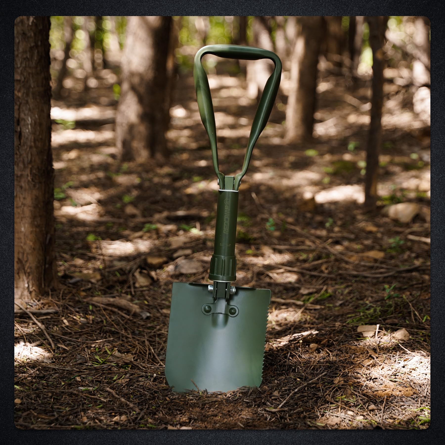 Pala de Camping REDCAMP Verde Militar Plegable con Mango Triple para Senderismo