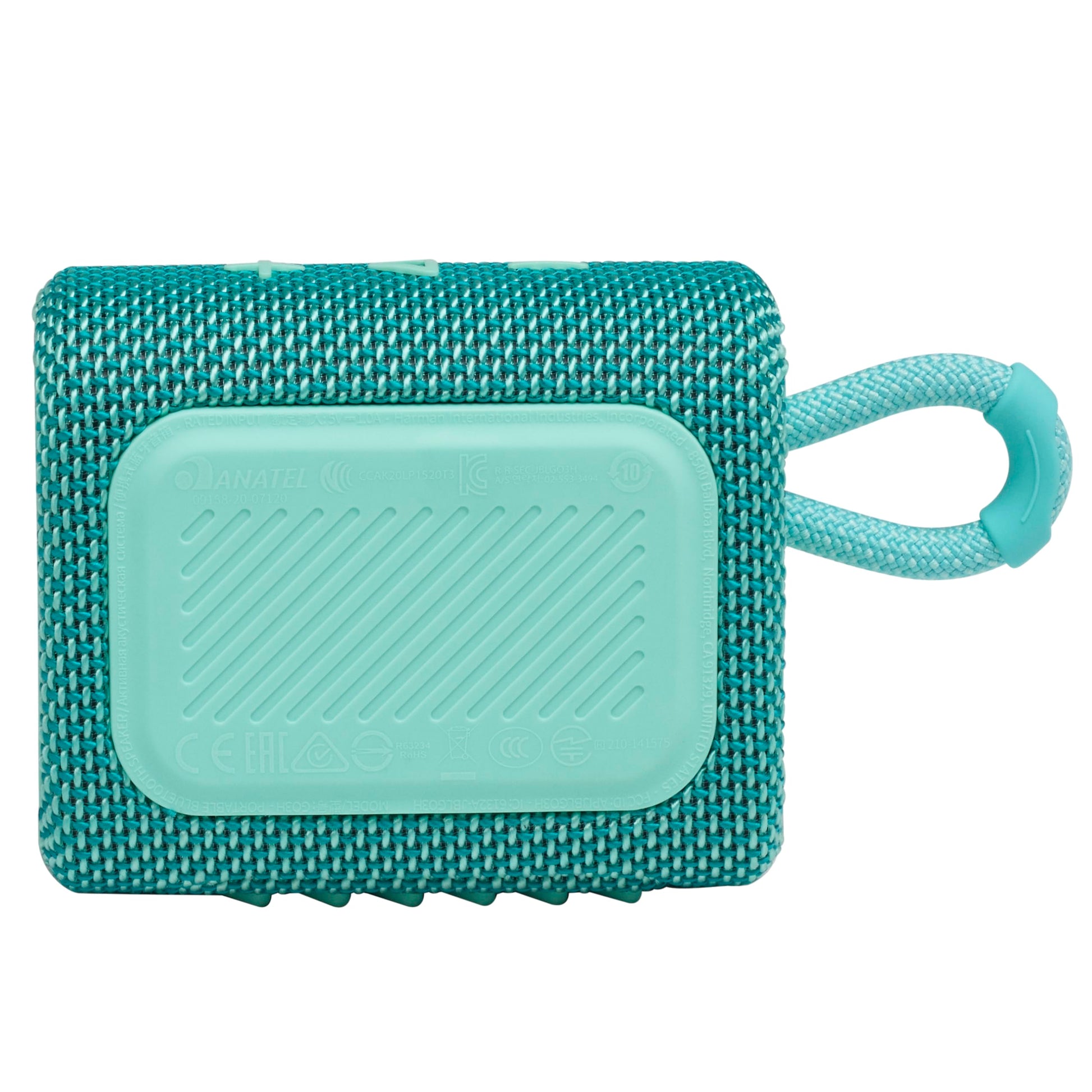 JBL Go 3, Bocina Portátil Bluetooth, 4.2 W de Potencia, Reproducción 5 Horas, Resistente al Agua y al Polvo IP67 - Azul Turquesa
