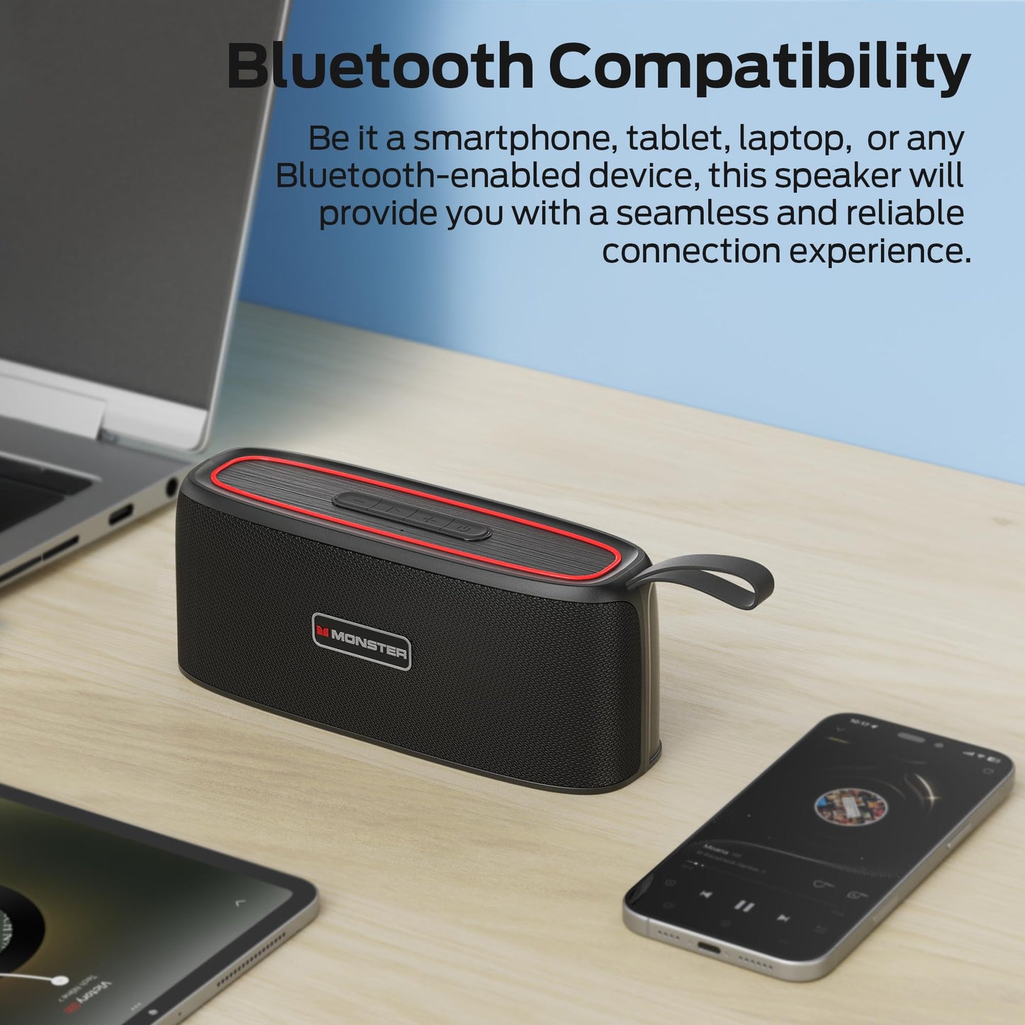 Monster Shock - Altavoz Bluetooth portátil, altavoz inalámbrico verdadero, sonido estéreo de 30 W, IPX6 impermeable