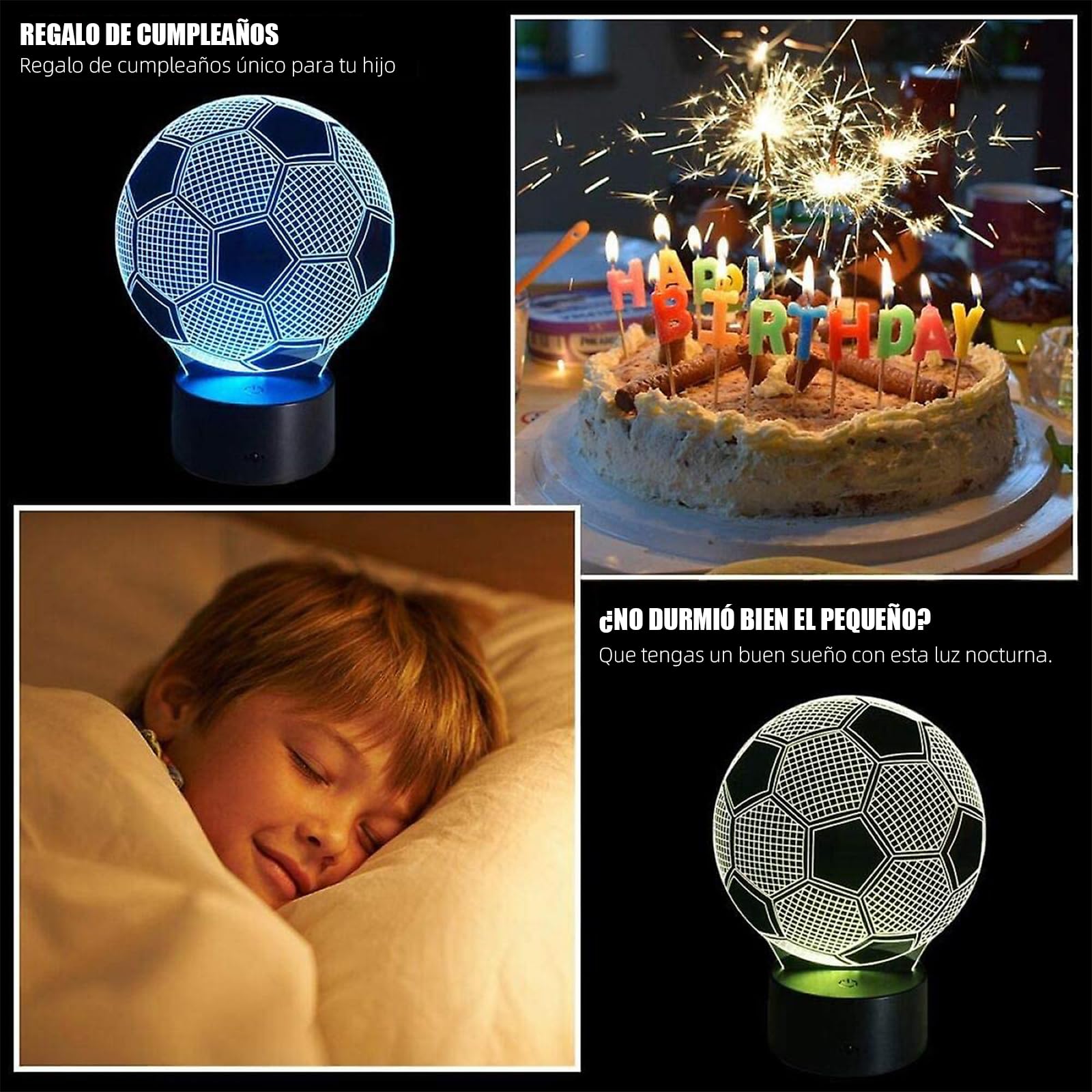 Lampara para Futbol Niños, Lámpara de Colores 3D, Lampara para Niños Habitacion, 16 Colores con Control Remoto,Regalos para Niños y Niñas(Estilo Dos(16 Colores))