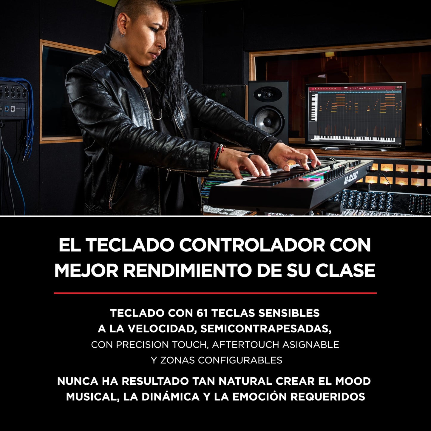 M-Audio Oxygen Pro 61 - Teclado controlador MIDI USB de 61 teclas con beat pads, knobs, botones y atenuadores asignables y pack de software