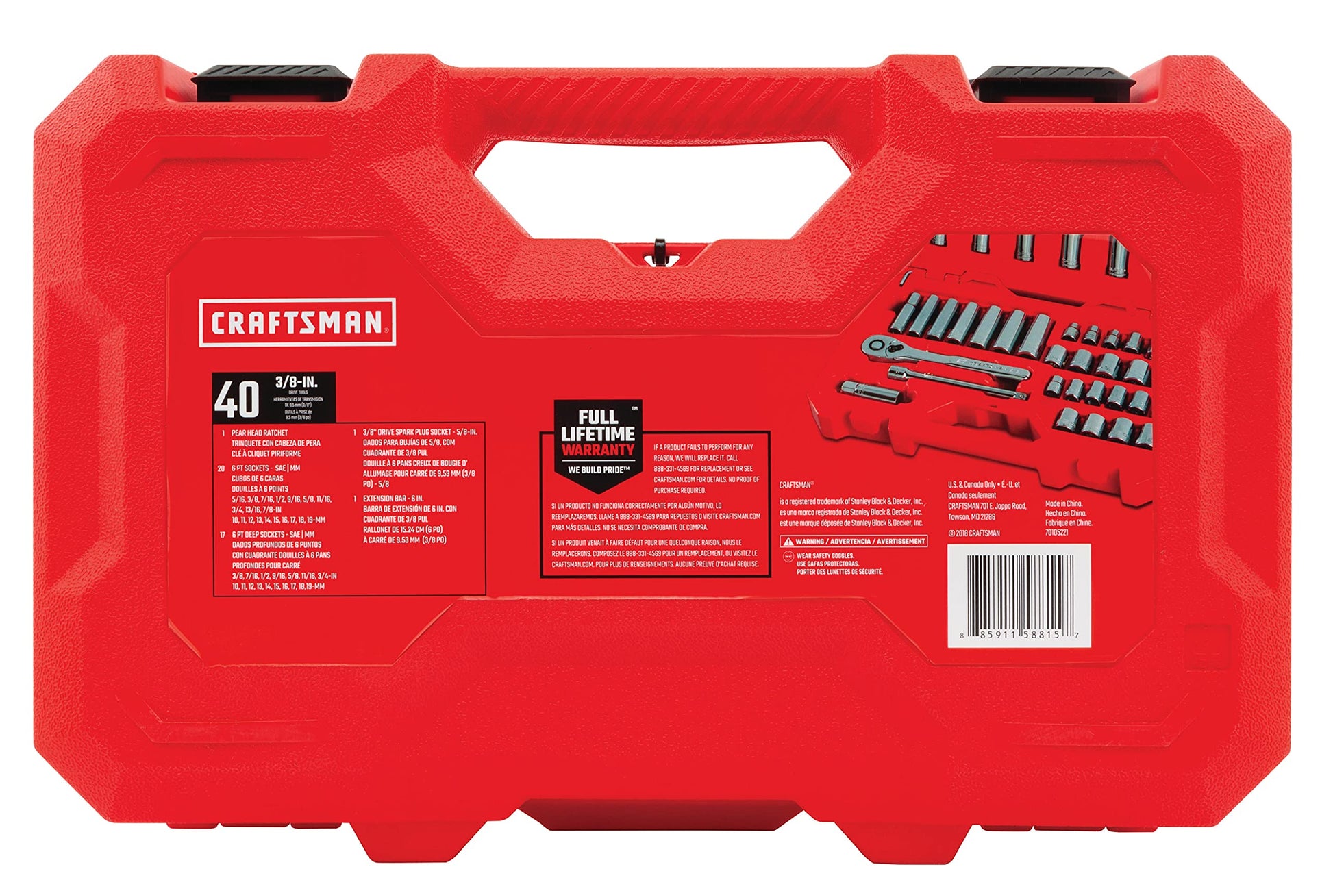 CRAFTSMAN Juego de Herramientas Mecánicas en Pulgadas y Métrico 40 Piezas CMMT12018