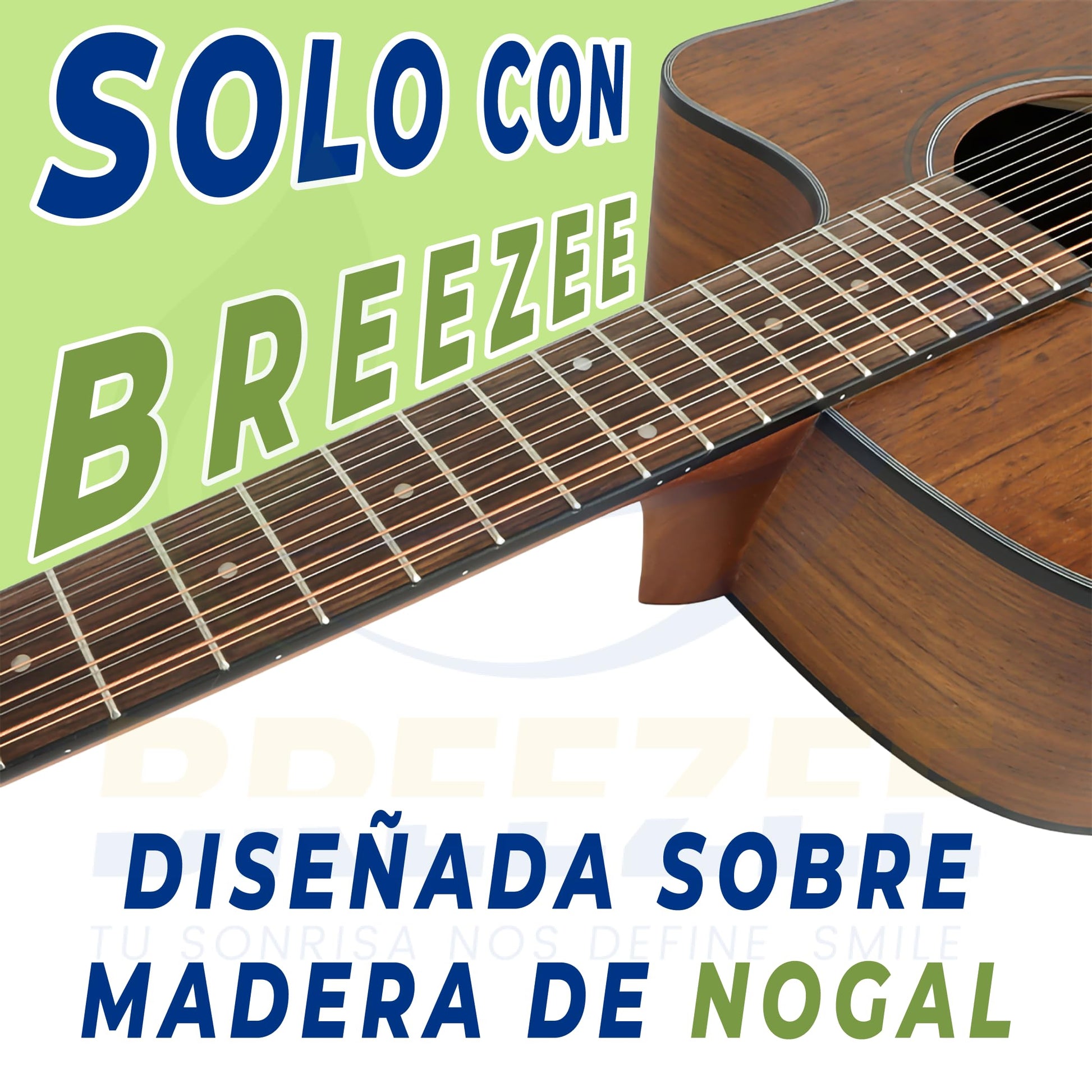 BREEZEE Guitarra Acústica Docerola de 42 Pulgadas, 12 Cuerdas, Fabricada en Nogal Incluye Accesorios, Set de Cuerdas Extra, Funda Transportadora, Capo, Correa, Plumillas y Afinador, Guitarra de Abeto
