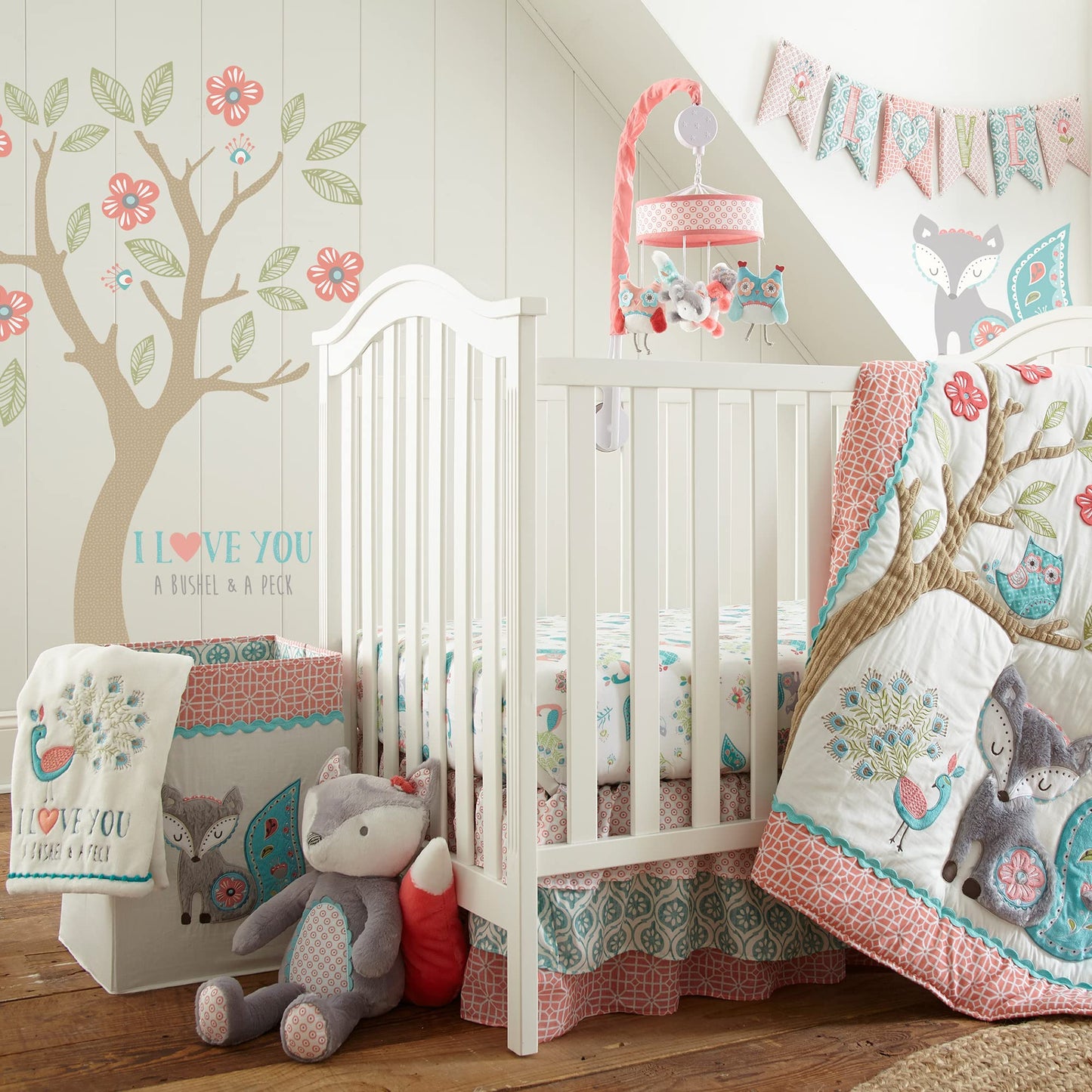 Levtex Baby - Manta de felpa Fiona - Pájaros bordados y flores en felpa rosa - rosa, verde azulado, blanco - Accesorios de guardería - Tamaño de la manta: 30 x 40 pulgadas