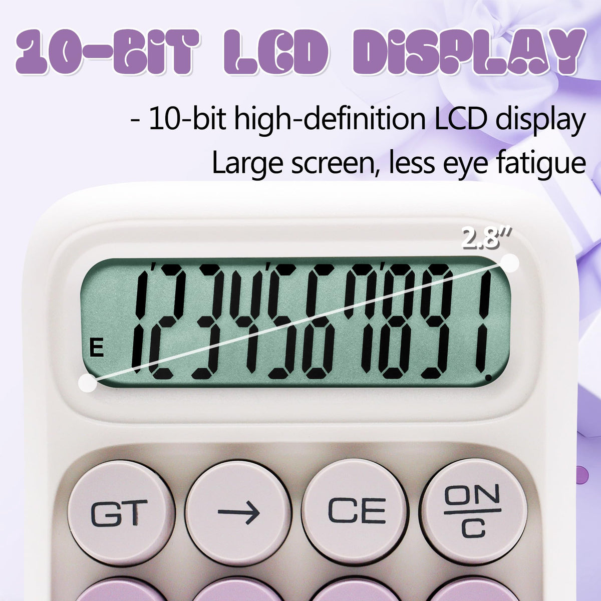 Calculadora Mecánica Exlliy Morada con Visualización LCD Grande y Botones Grandes