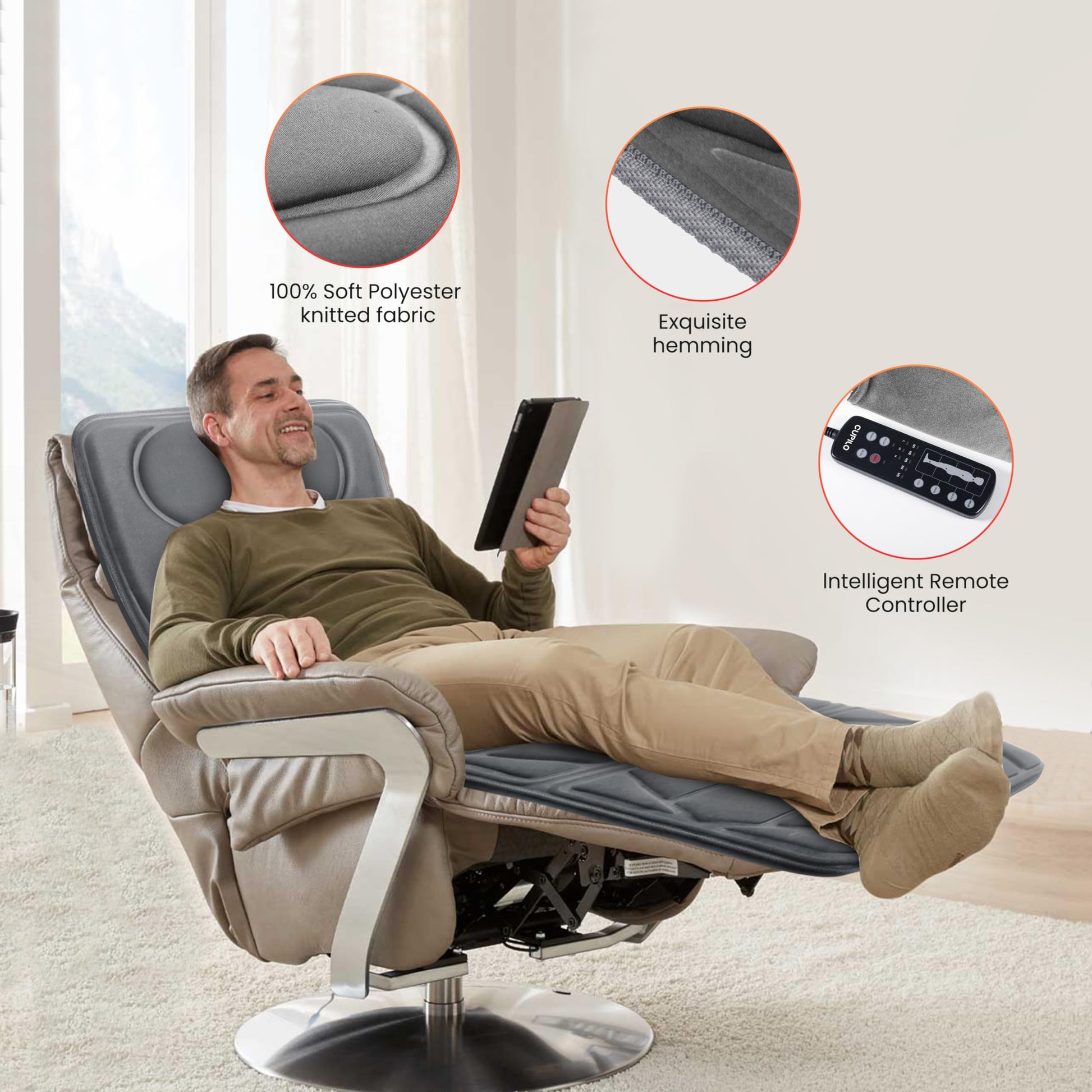 CuPiLo Cuplo Masajeador Pad, Tapete De Masaje Con 10 Motores Vibradores Y 5 Modos, Masajeador De Espalda Con Calor, Masajeador De Cuerpo Completo Para Espalda, Lumbar, Pierna, Regalos Para M