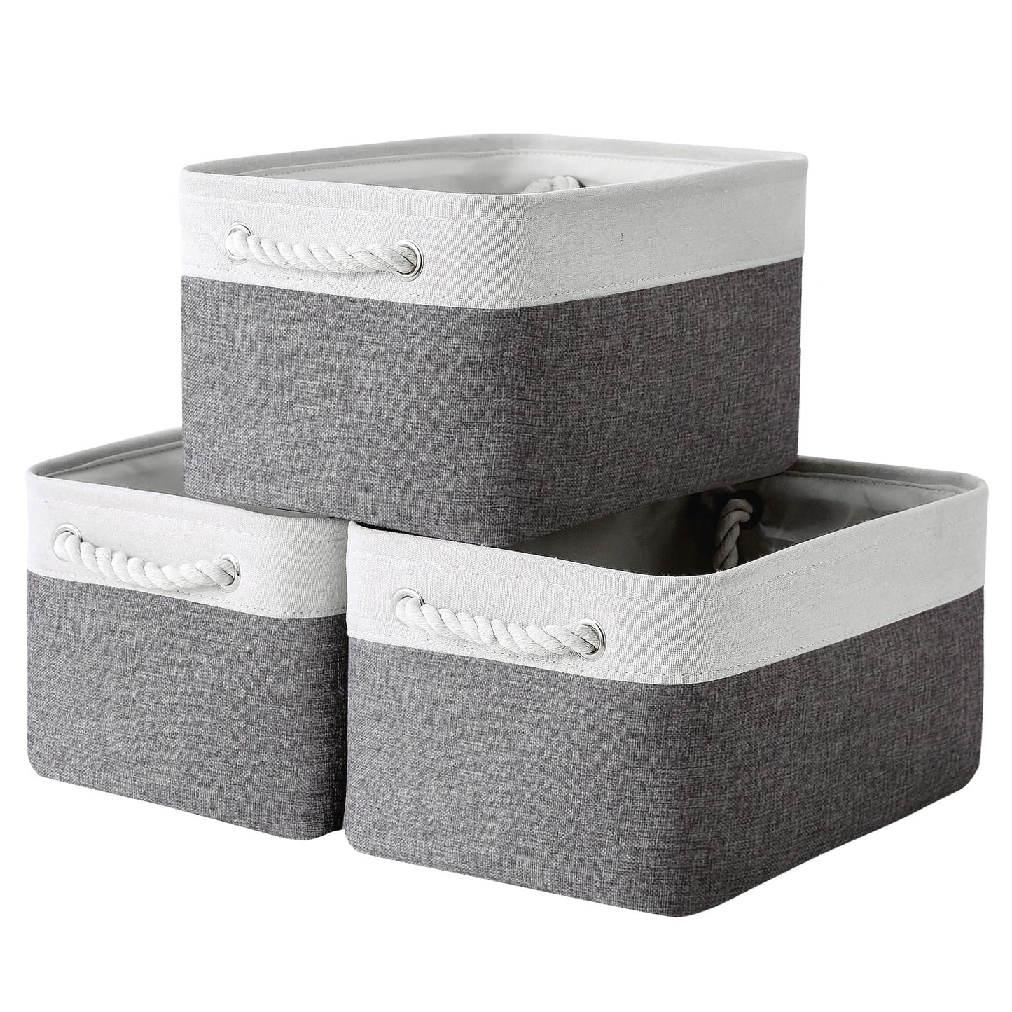 TheWarmHome - Cesta de almacenamiento para organizar, 15.7 x 11.8 x 8.2 pulgadas, paquete de 3 contenedores plegables de almacenamiento para estantes, cubos de almacenamiento de tela para regalo de