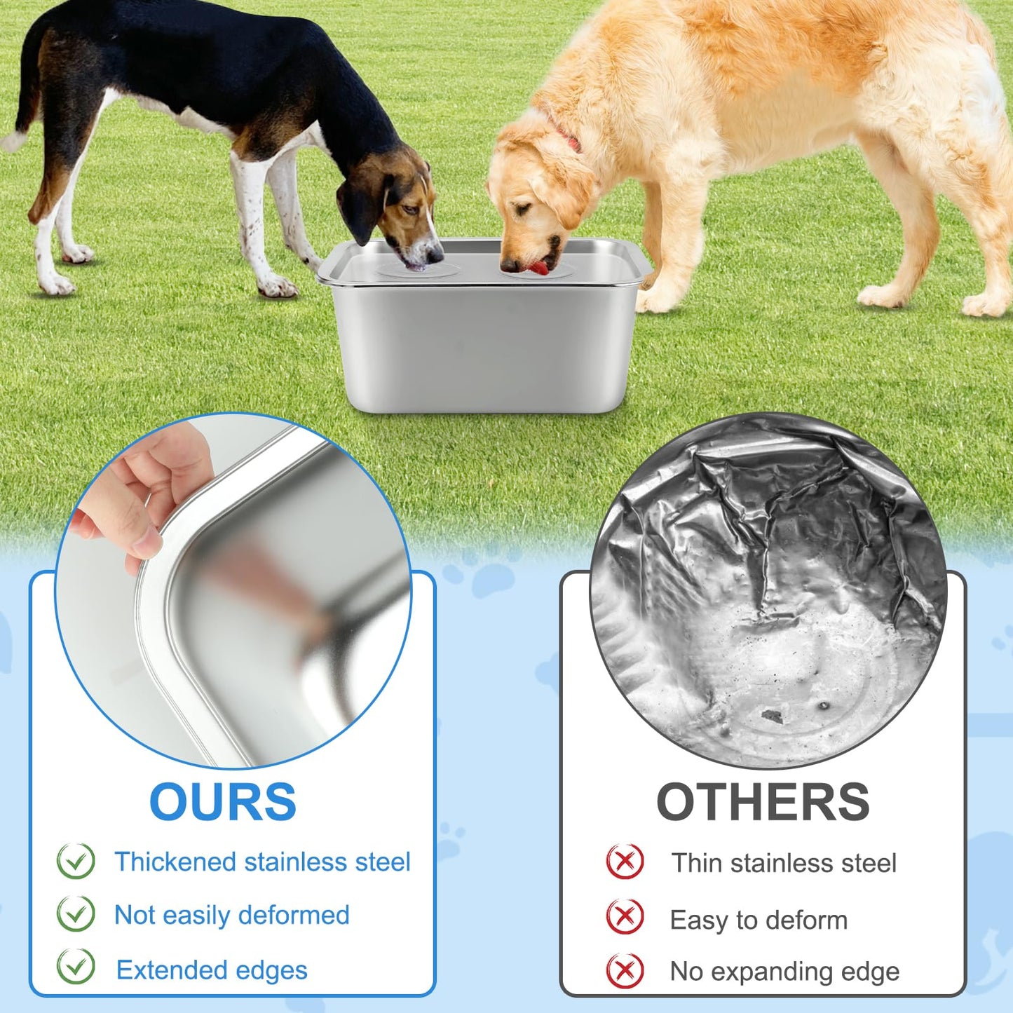 Cuencos de Agua de Acero Inoxidable YUEPET de Gran Capacidad extra Grandes para Perros