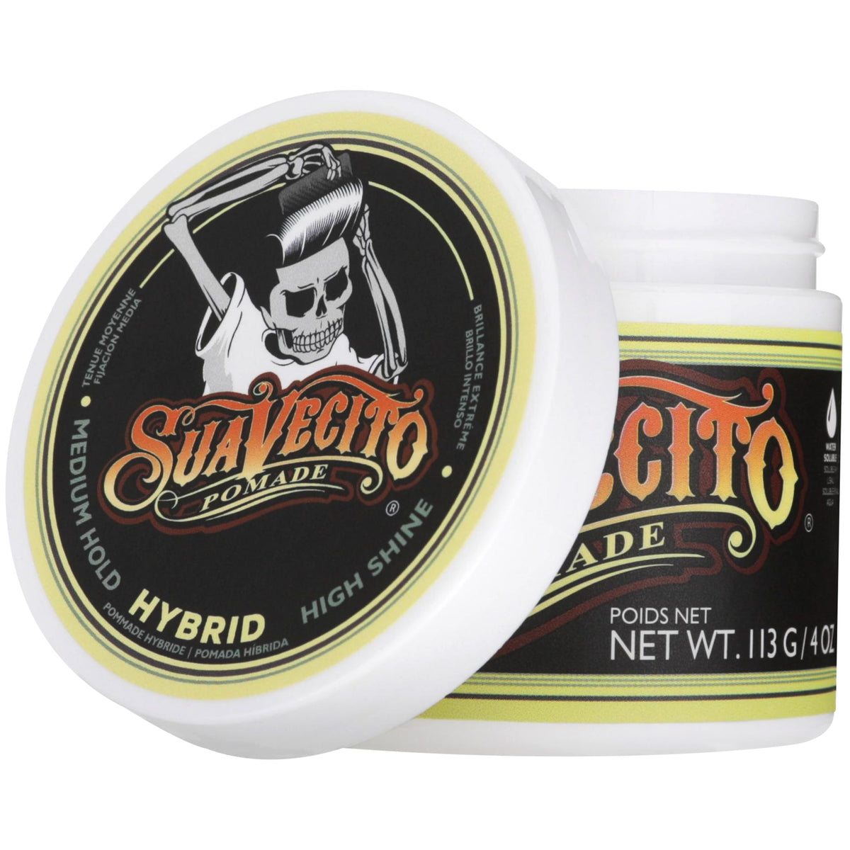 Suavecito Pomada Híbrida Pomada para El Cabello para Hombres - Fijación Media Fórmula Híbrida de Agua y Aceite de Alto Brillo - Retrabajable - Fácil de Lavar - Fijación Todo El Día 113g