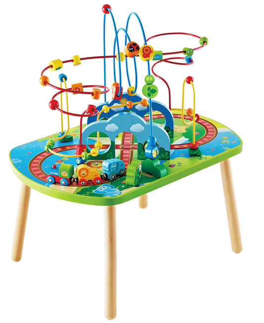 Mesa de Juego Hape Azul con Pista de Tren y Laberinto para Bebés 18M+