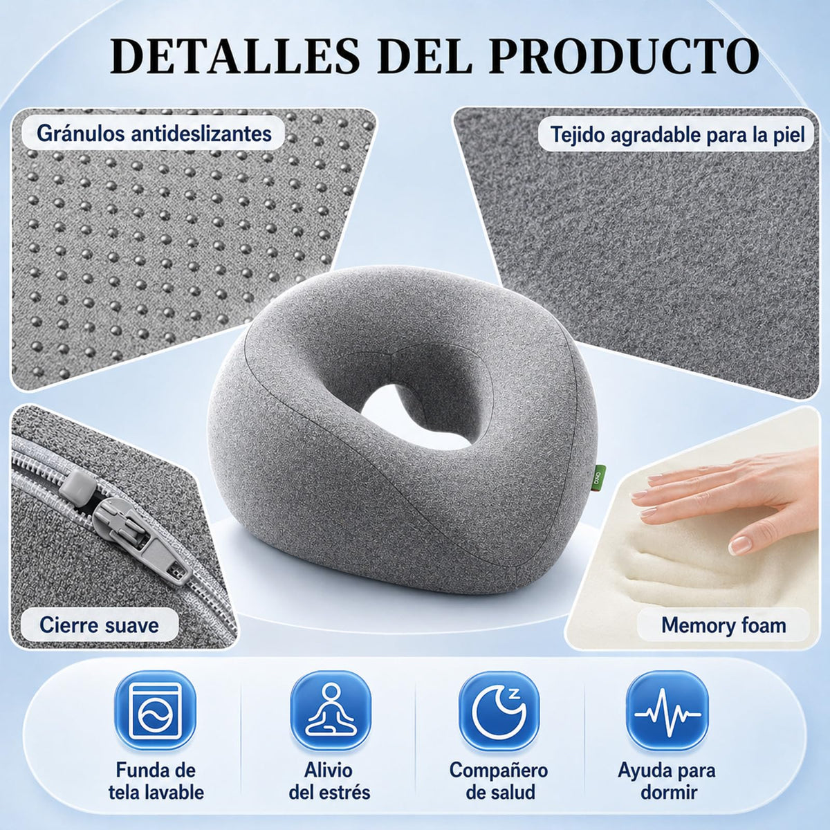 Reposacabezas Ergonómico YFTSHK con Funda Lavable para Dormir Boca Abajo
