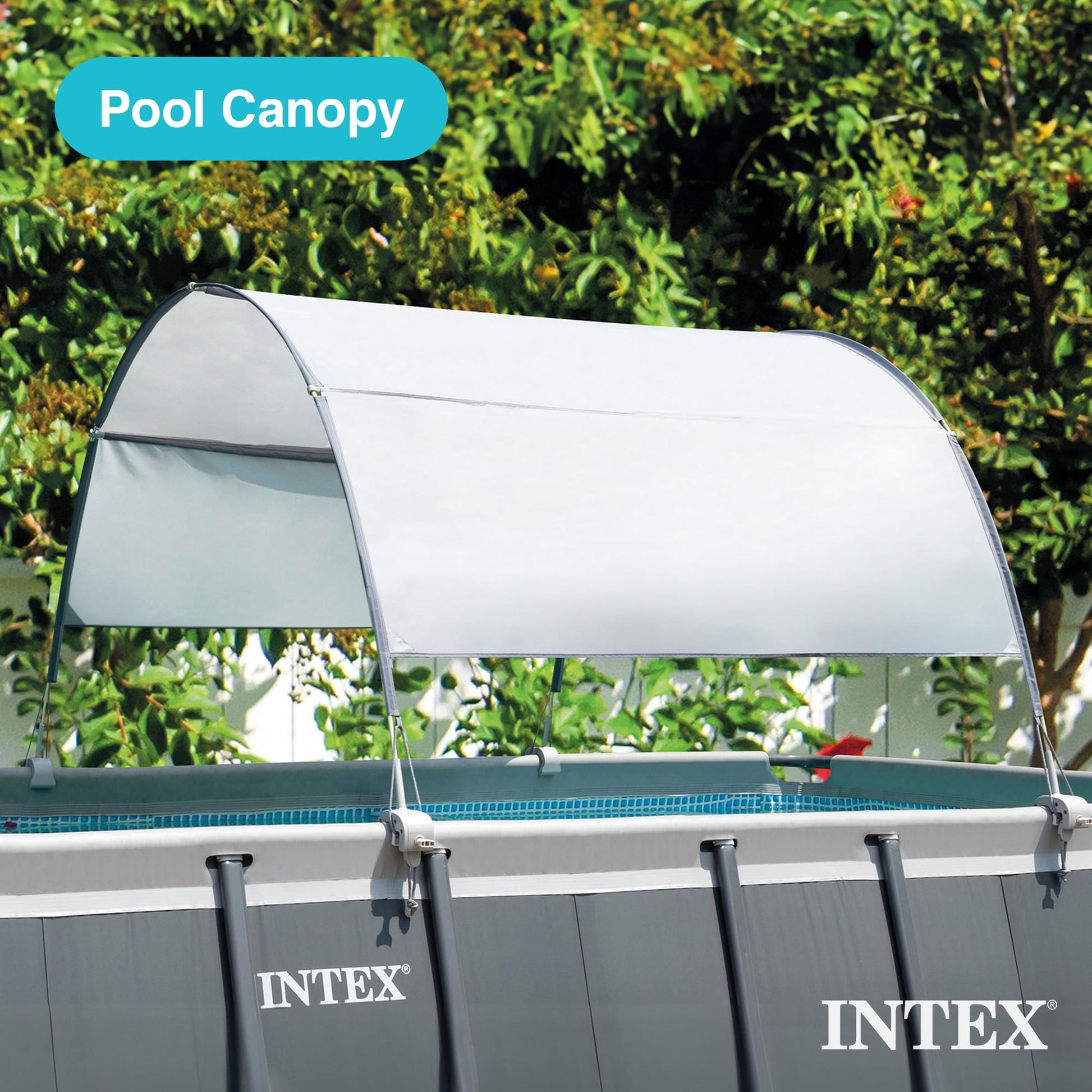 Intex 28054E - Funda protectora UPF 50 Plus fácil de instalar, impermeable, para piscinas rectangulares de 9 pies o más pequeñas, color gris