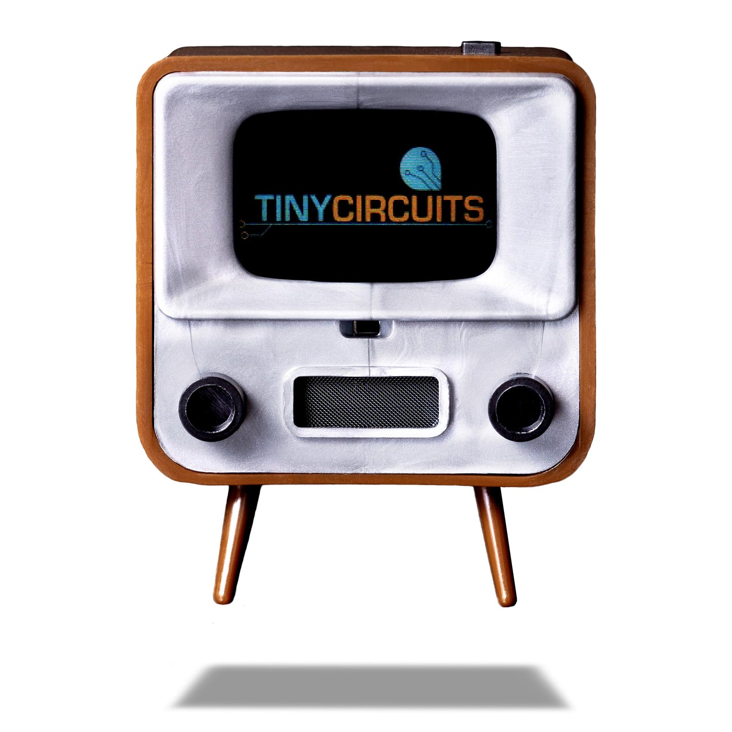 TinyCircuits TinyTV 2 Mini TV portátil Retro - visualización IPS de 1.14 Pulgadas, Videos precargados y Cargados, Recargable con USB-C, Controles de Perilla + Control Remoto pequeño (café)
