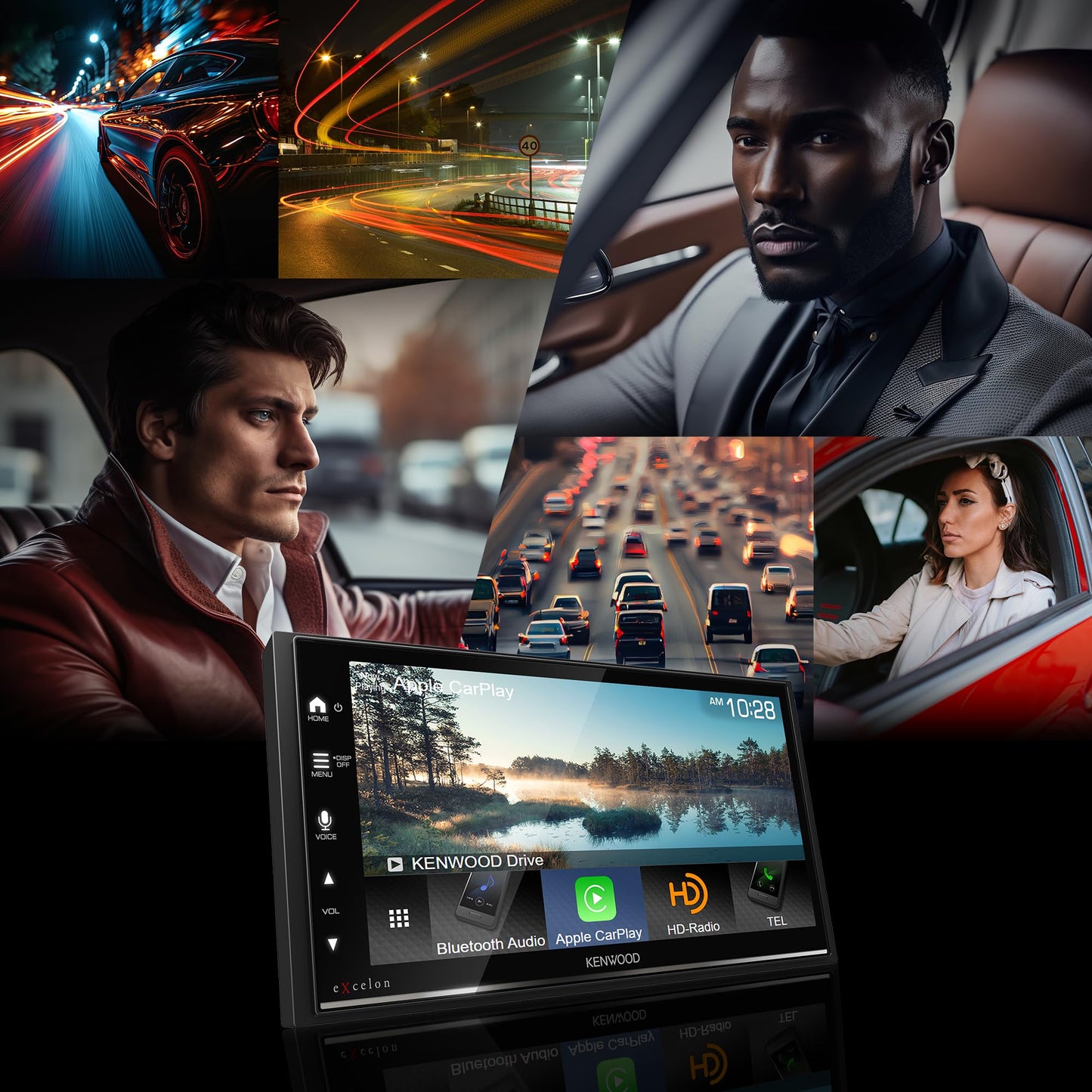 KENWOOD DMX709S eXcelon pantalla táctil capacitiva de 17,7 cm, estéreo de coche, CarPlay y Android Auto, Bluetooth, radio AM/FM HD, reproductor MP3, puerto USB, doble DIN, ecualizador de 13 bandas