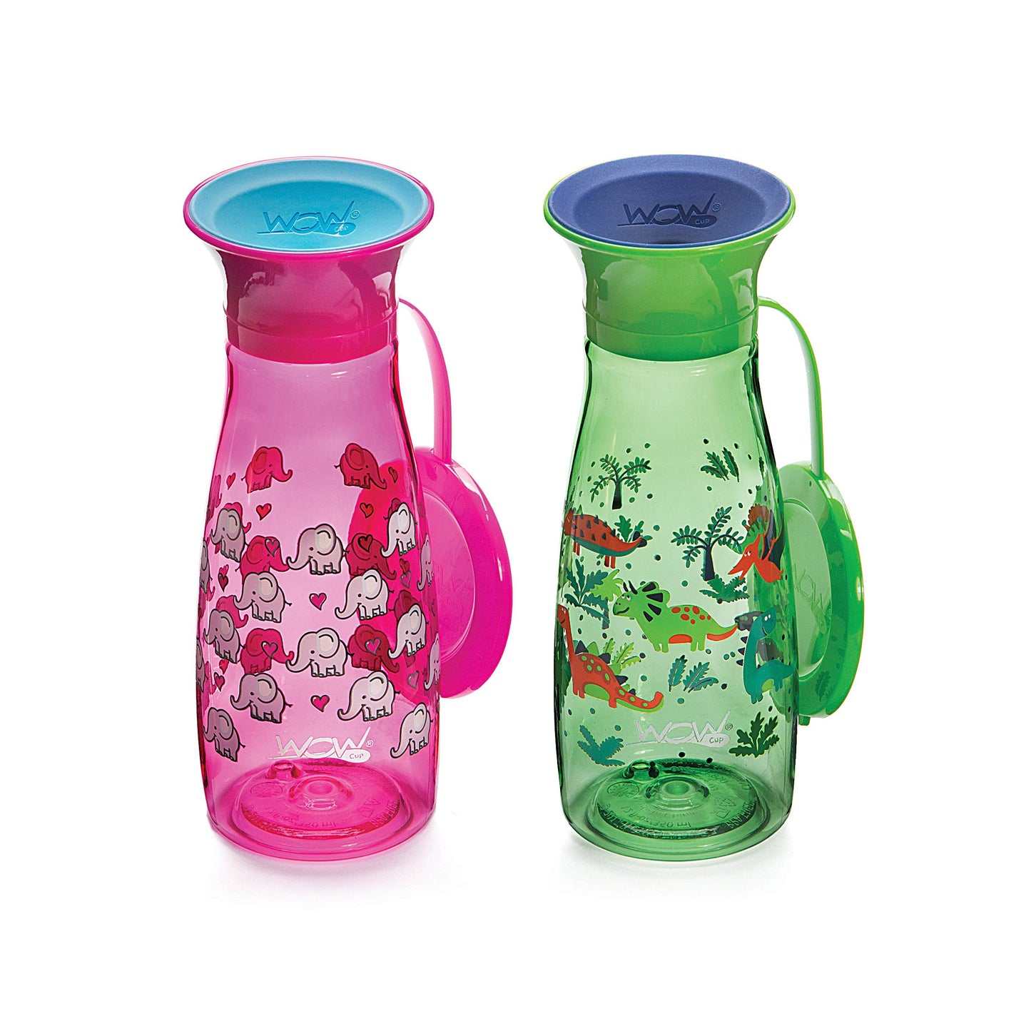 Wow Cup Mini 360 - Taza para beber, 12 onzas, paquete de 2 (rosa/verde)