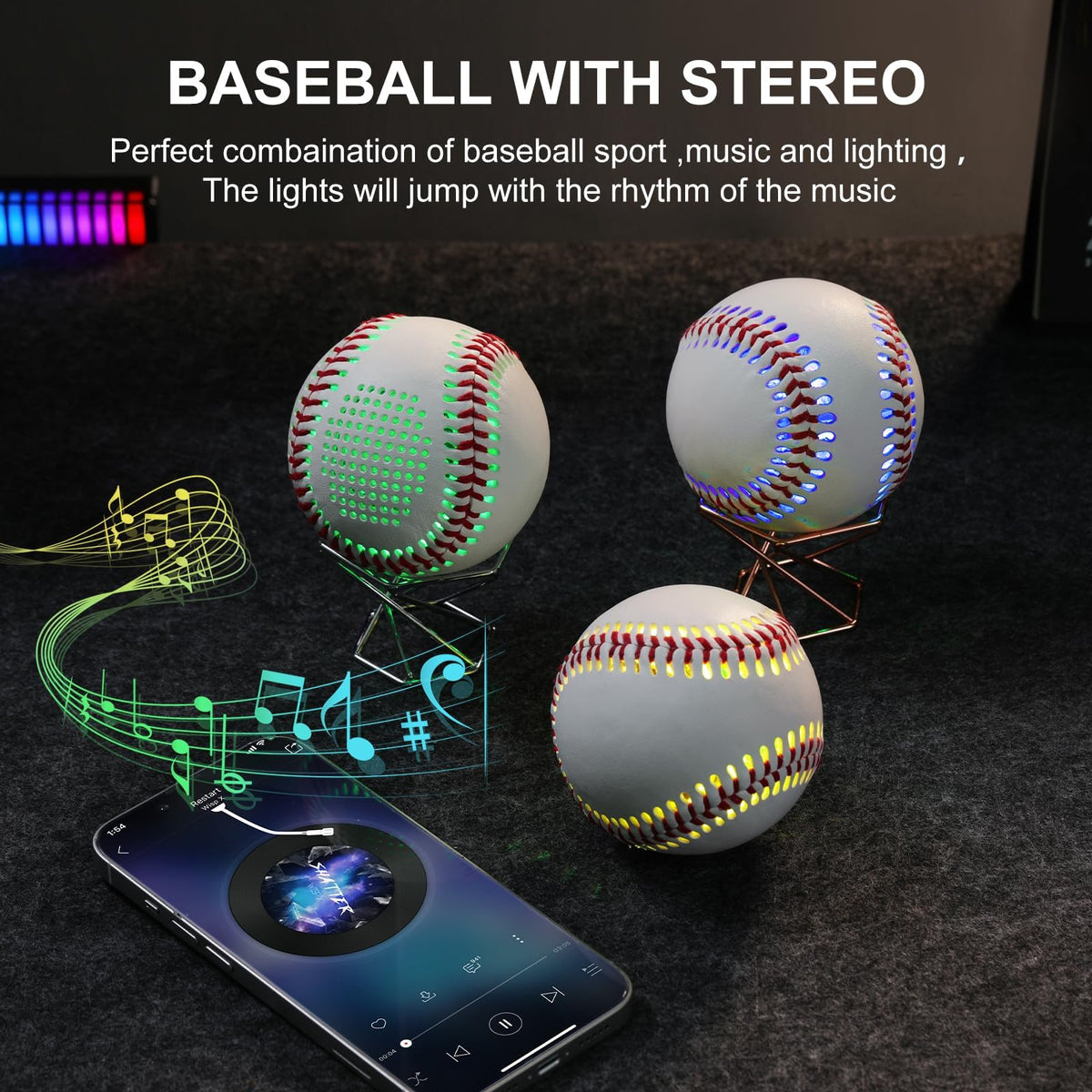 Altavoz Bluetooth Jiobolion Béisbol Brillante en la Oscuridad