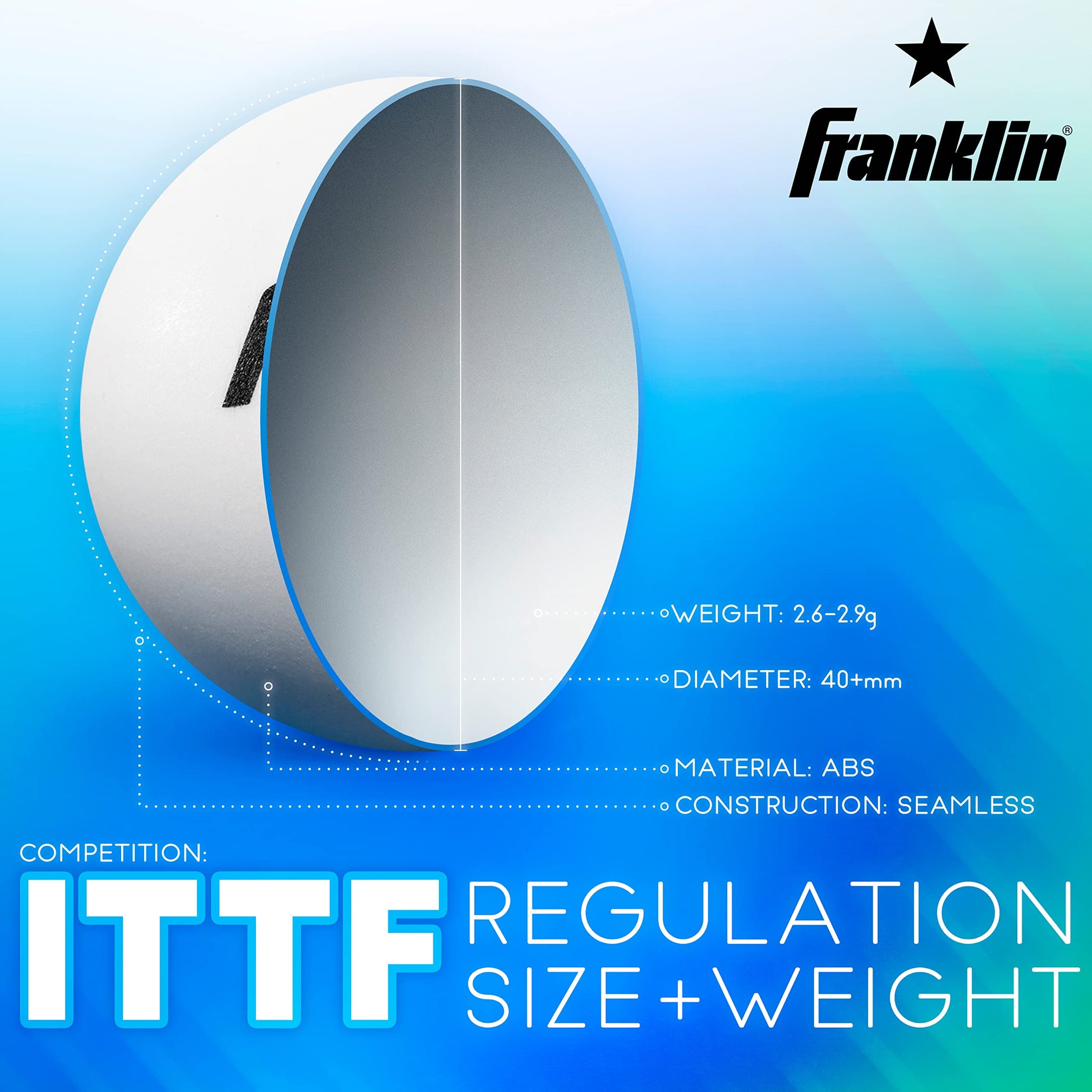 Franklin Sports Pelotas de Tenis de Mesa - Tamaño y Peso Oficial, 40mm, Una Estrella, Profesionales, Duraderas y de Alto Rendimiento - Blancas - Paquete de 12