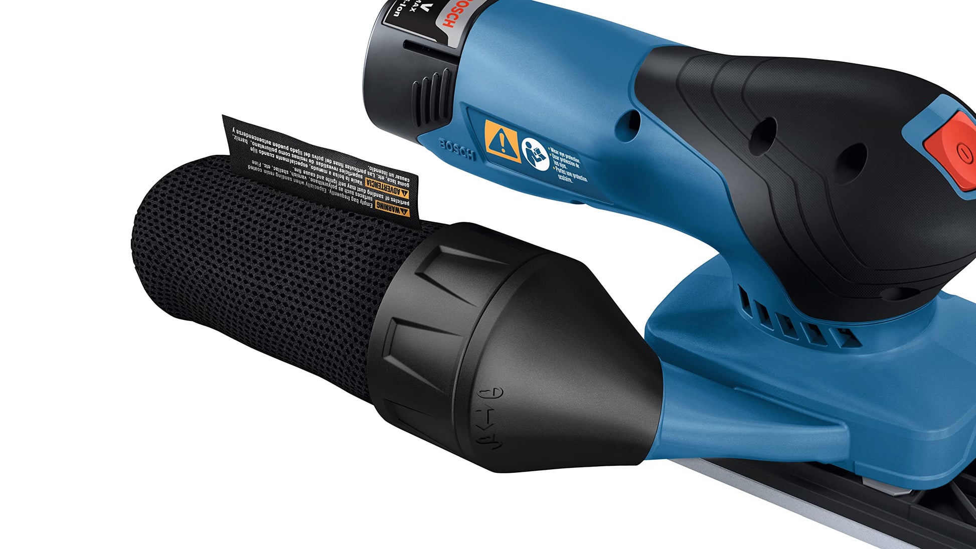 BOSCH GSS12V-40N Lijadora de acabado orbital sin escobillas de 12 V Max con bolsa para polvo, 1/4 y 1/3 hoja (herramienta desnuda)