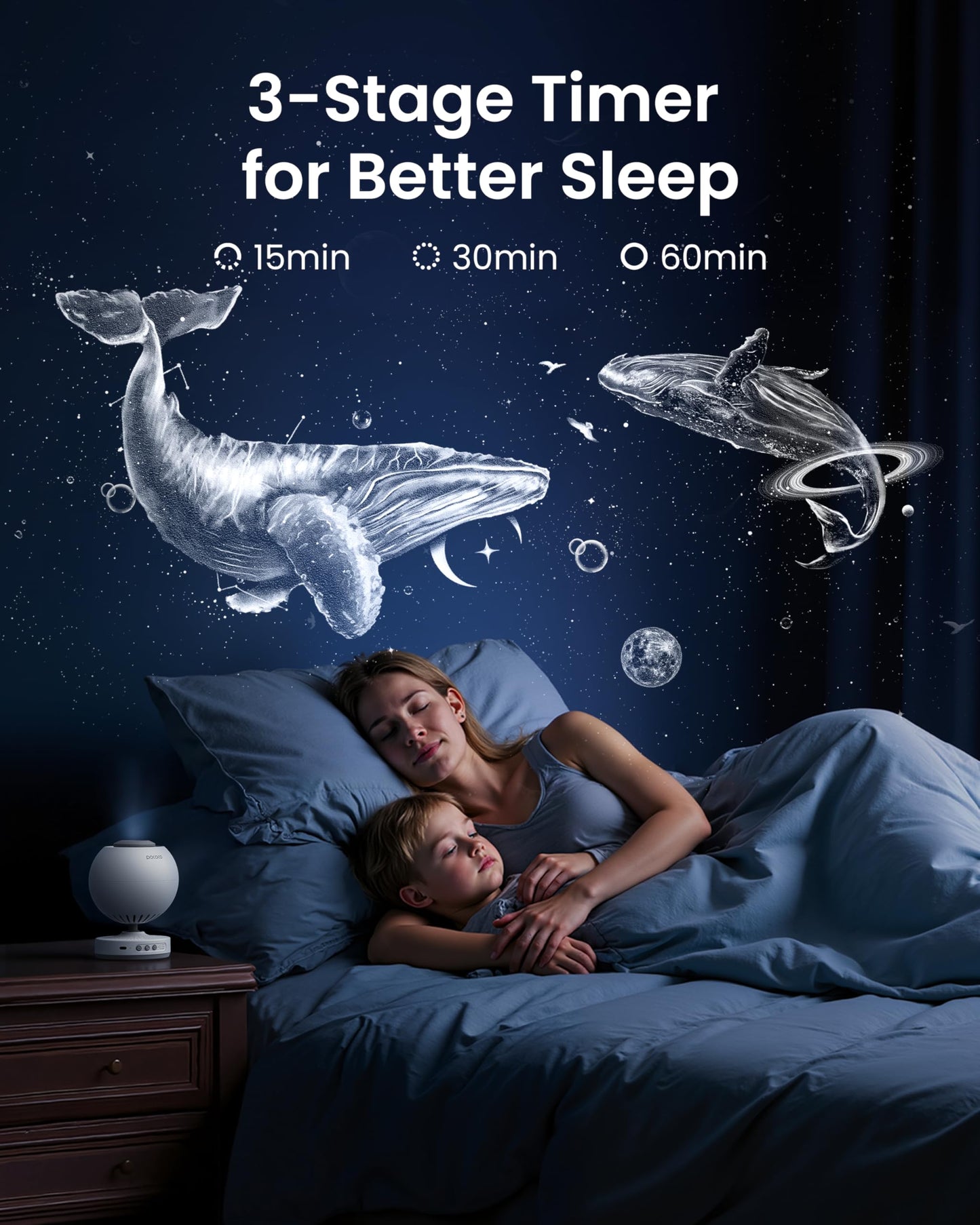 POCOCO Proyector Galaxy Star con lente de 2 m píxeles y discos 5 K, proyector de planetario para relajación, estudio y ayuda al sueño, incluye 2 películas, regalo ideal
