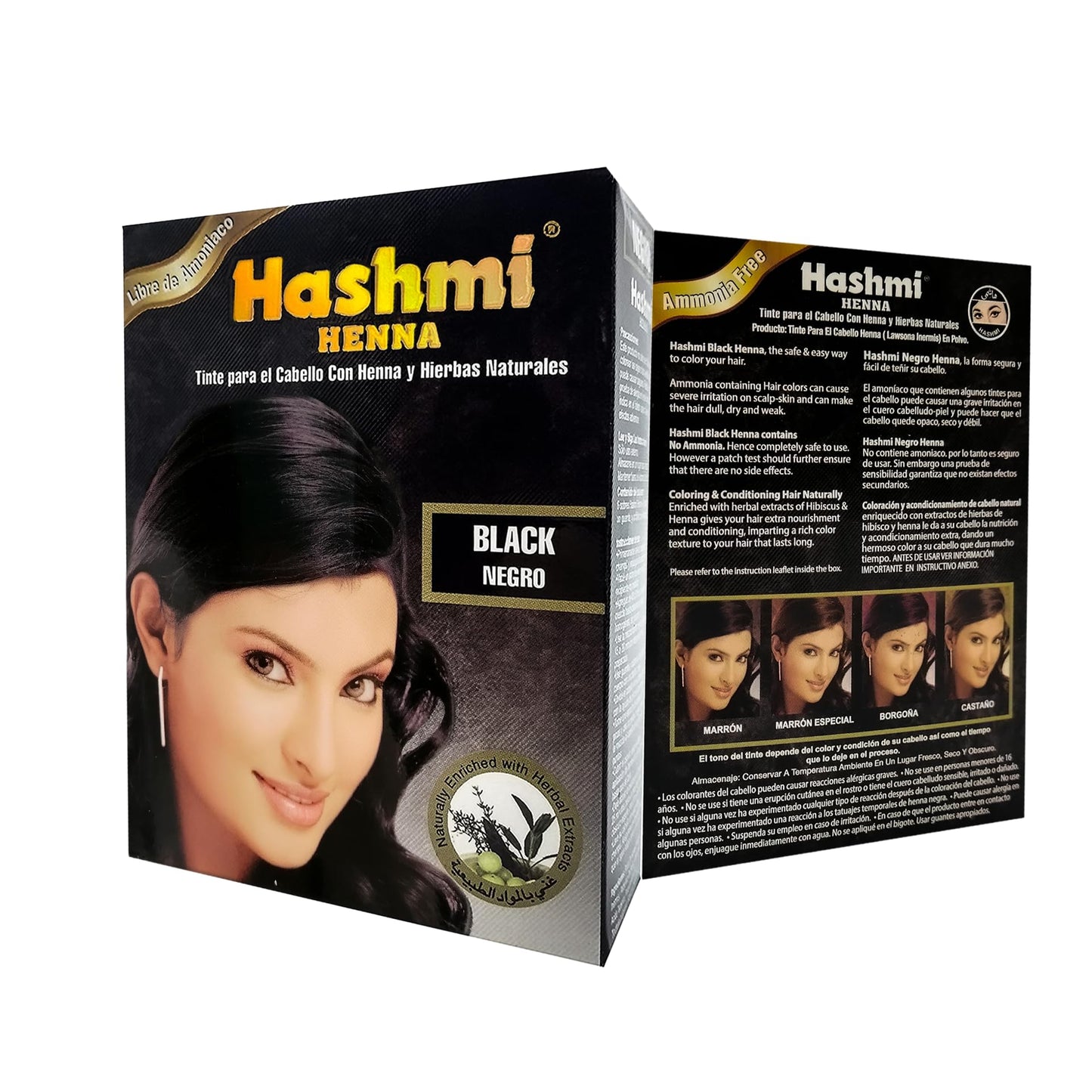 Tinte de Cabello Negro Hashmi Henna Natural sin Maltratar