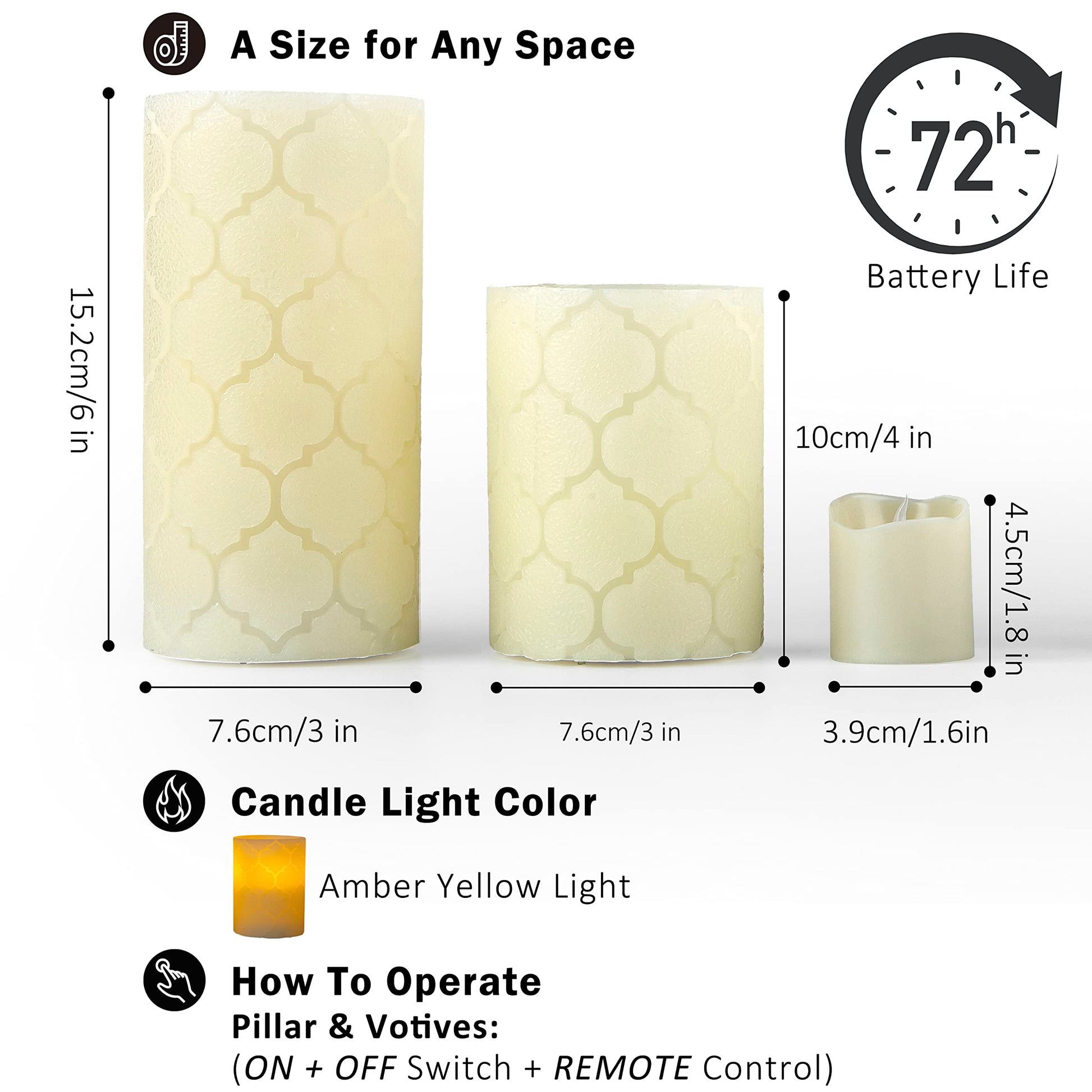 Furora Lighting - Velas LED de cera real, control remoto y temporizador, paquete de 8 (4 pilares y 4 votivas), velas sin llama con parpadeo para decorar el hogar, incluye pilas, marfil, (Ivory Nordic)