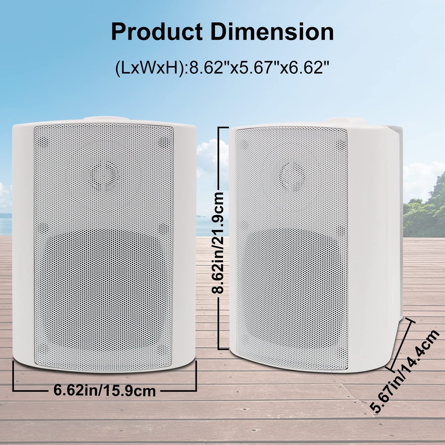 Herdio - Altavoces pasivos para exteriores con cable, impermeables, 4 pulgadas, 2 vías, 400 W, montados en la pared con altavoz de agudos de cúpula, durabilidad para todo tipo de clima, para patio,