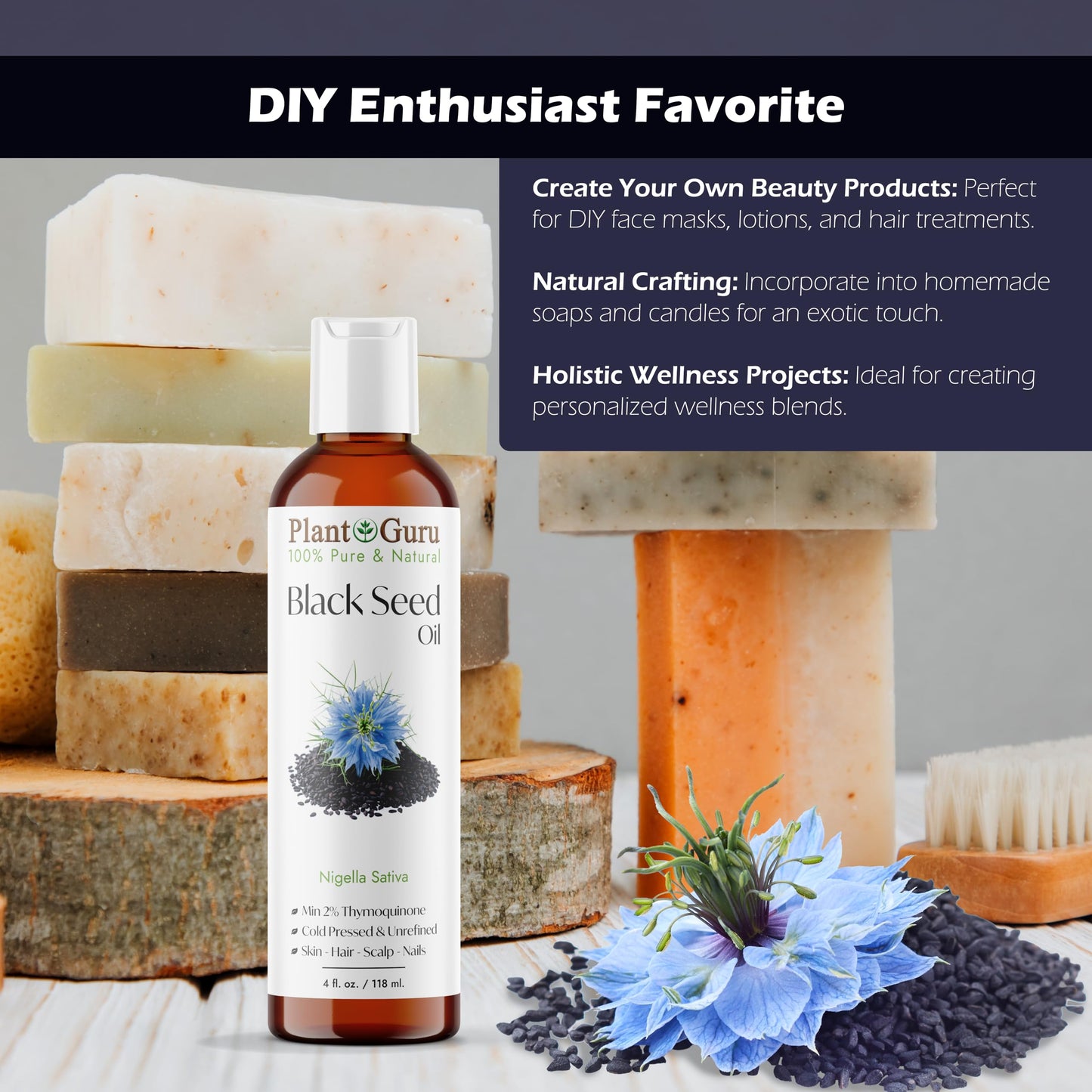 Black Seed Oil 16 oz. Virgin, Unrefined Cold Pressed Cumin 100% Pure Natural - Skin, Body and Hair. Great For Eczema