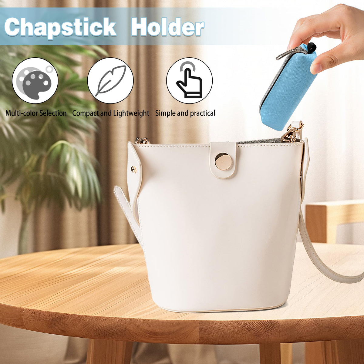 GOCOHHI - Soporte de 6 piezas para bálsamo labial, bolsa portátil para lápiz labial, accesorios de viaje, regalo ideal para mujeres, Color sólido, 1.37 * 1.37 * 4.52 inch, Bolsa